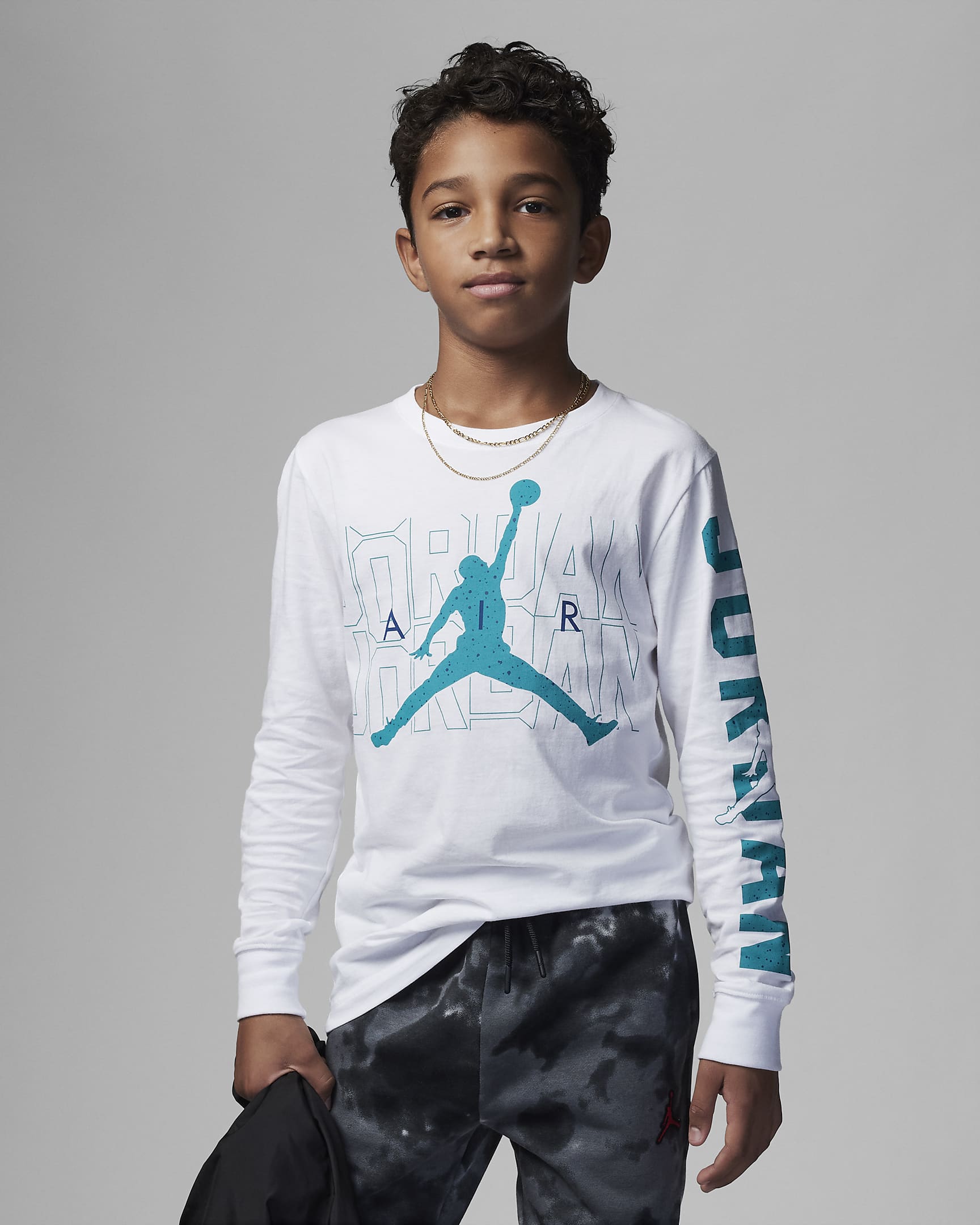 Jordan Big Kids' Back Screen Long Sleeve T-Shirt - White