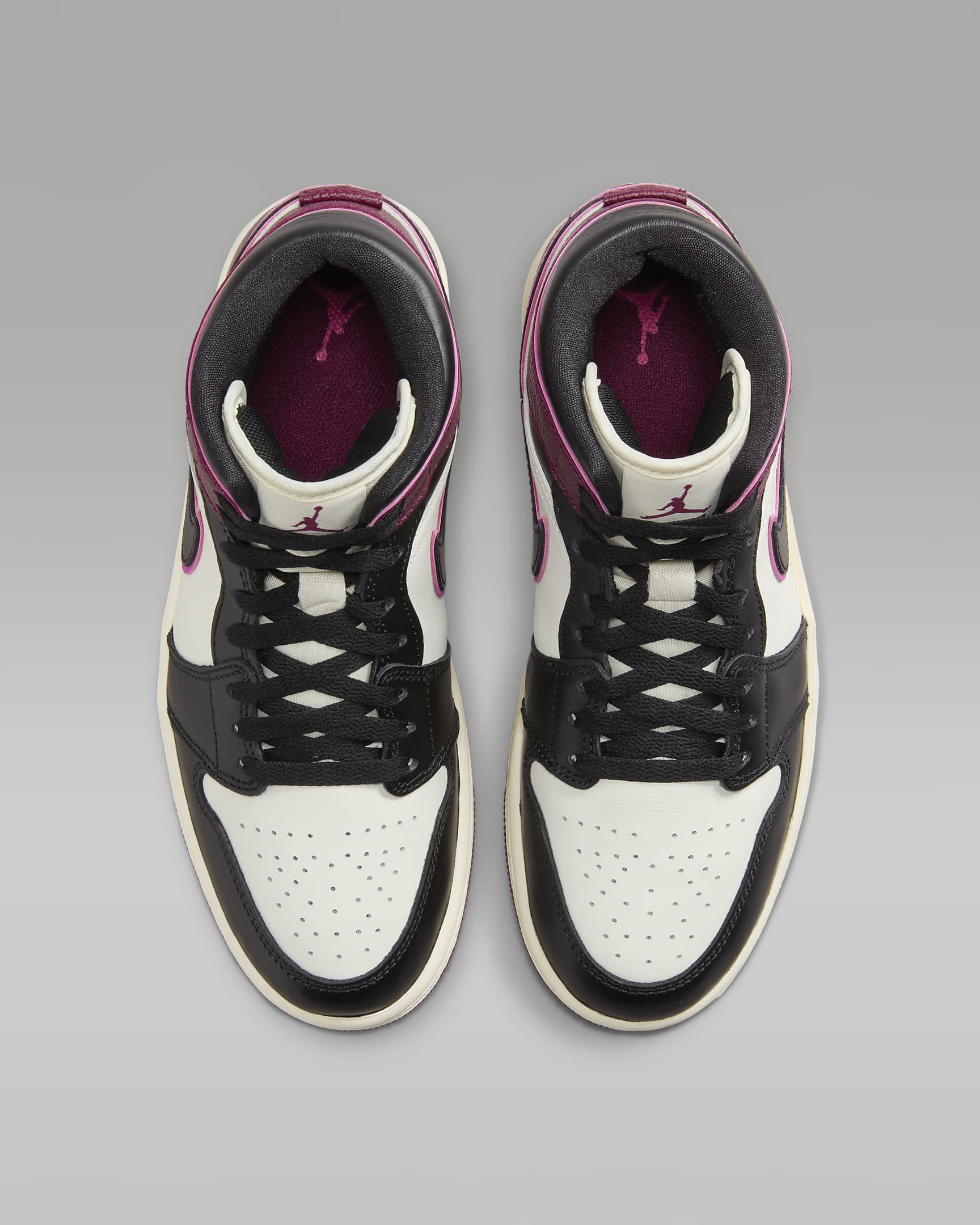 Air Jordan 1 Mid SE Shoes - Sail/Active Pink/Bordeaux/Black