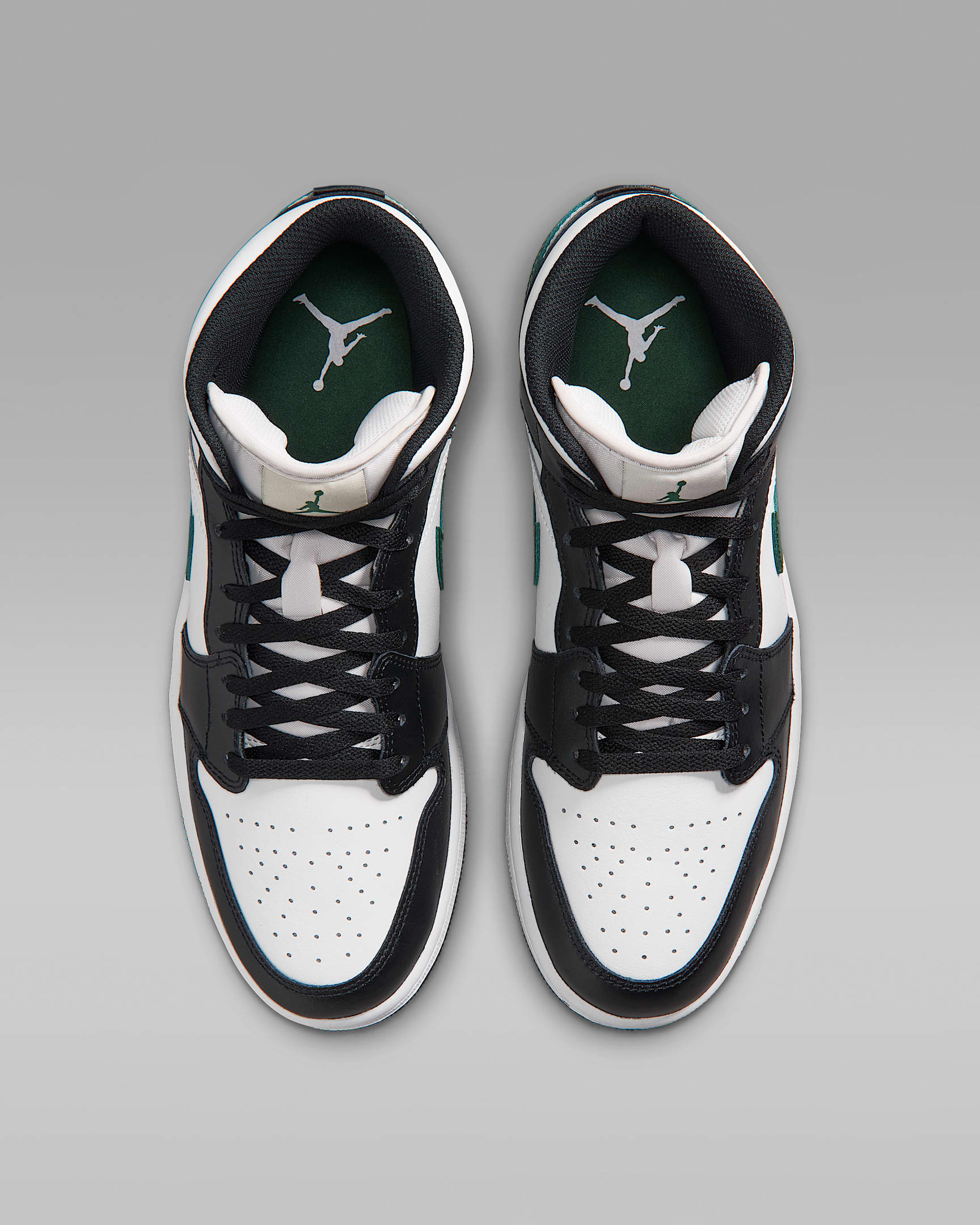 Air Jordan 1 Mid Men's Shoes - Black/Gorge Green/Summit White