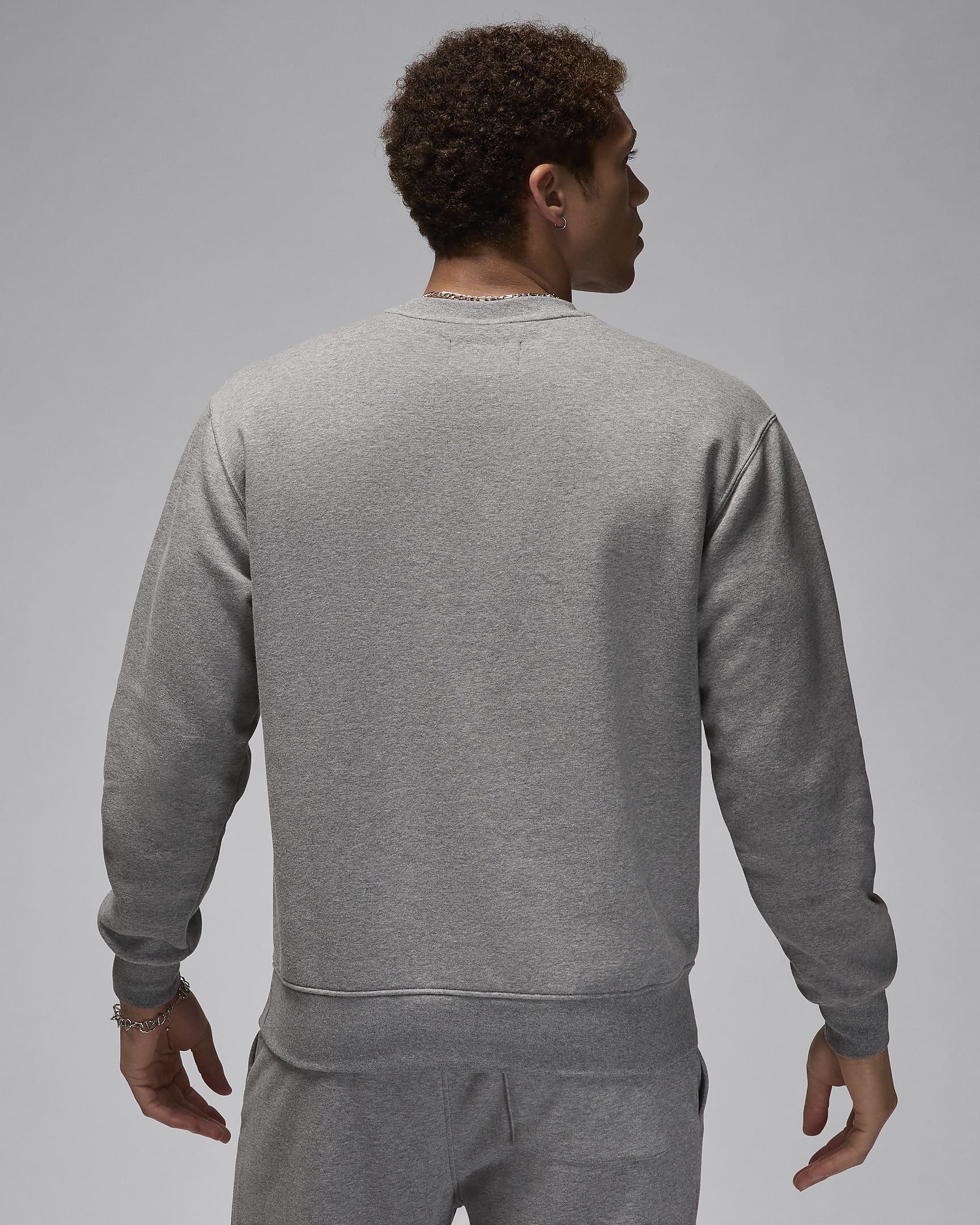 Sweat à col ras-du-cou en tissu Fleece Jordan Brooklyn pour homme - Carbon Heather/Blanc