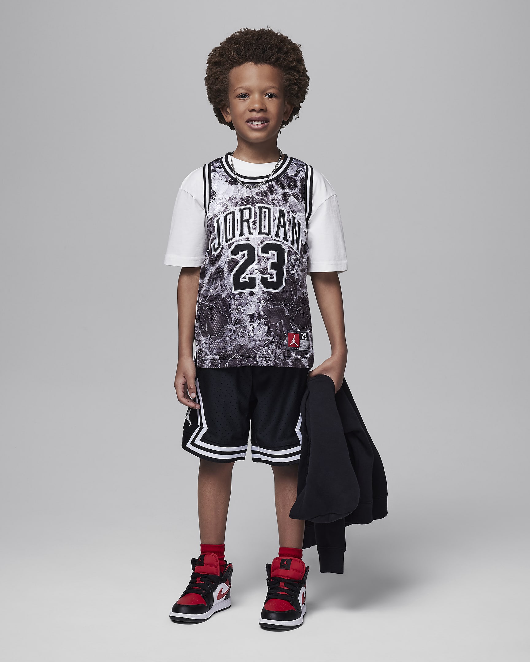 Jersey estampado para niños talla pequeña Jordan 23 - Negro/Gris humo