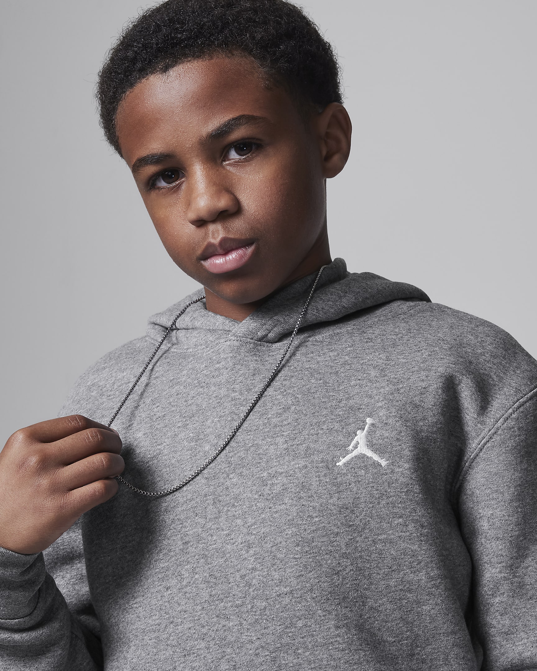 Jordan MJ Brooklyn Big Kids' Fleece Pullover Hoodie - Carbon Heather