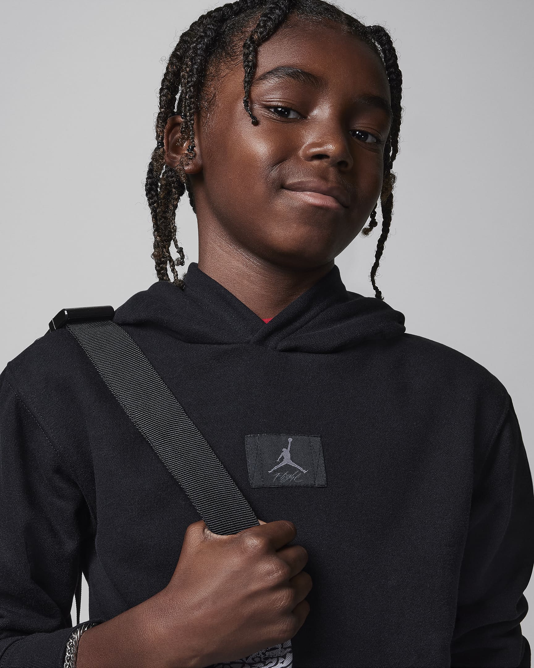 Jordan MJ Flight Big Kids' Fleece Pullover Hoodie - Black