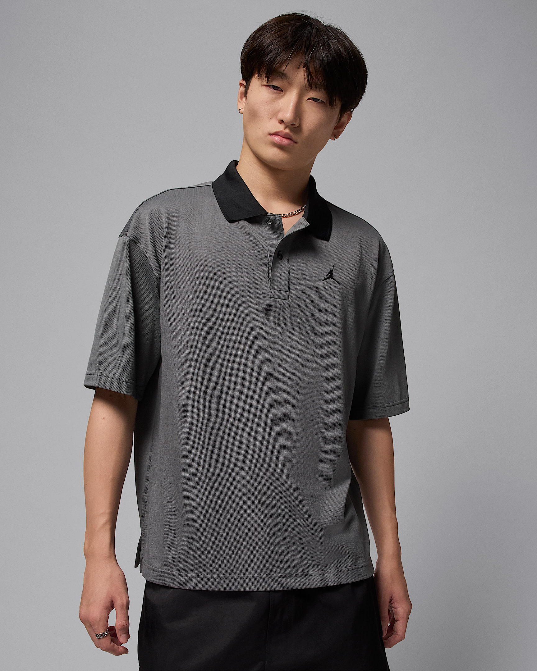 Jordan Brooklyn Men's Polo - Iron Grey/Black