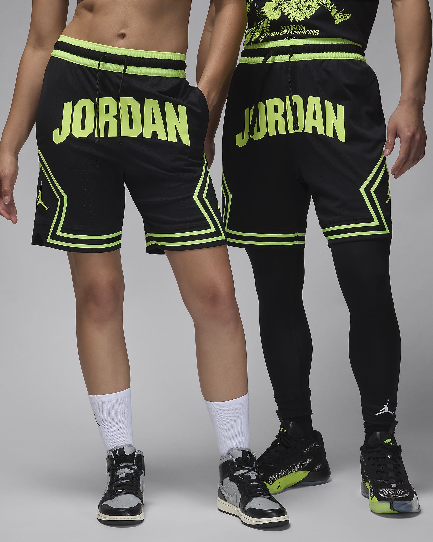 Jordan Sport Men's Dri-FIT Diamond Shorts - Black/Volt Glow/Volt Glow