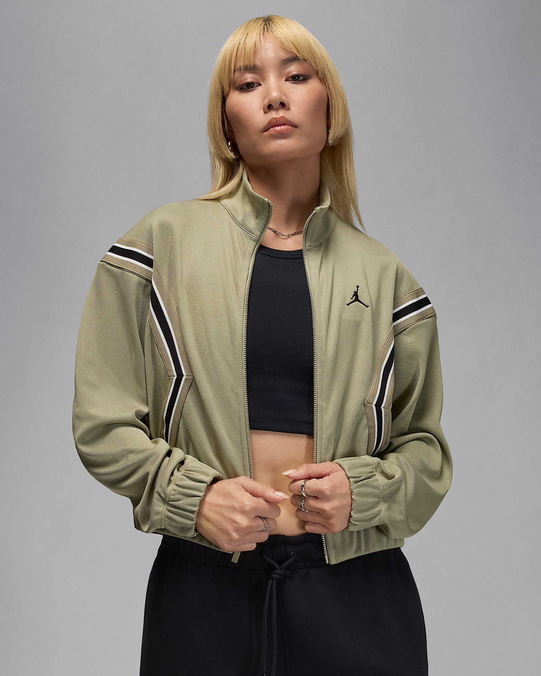 Jordan Brooklyn Women's Full-Zip Track Jacket - Medium Khaki/Black/Sail/Black
