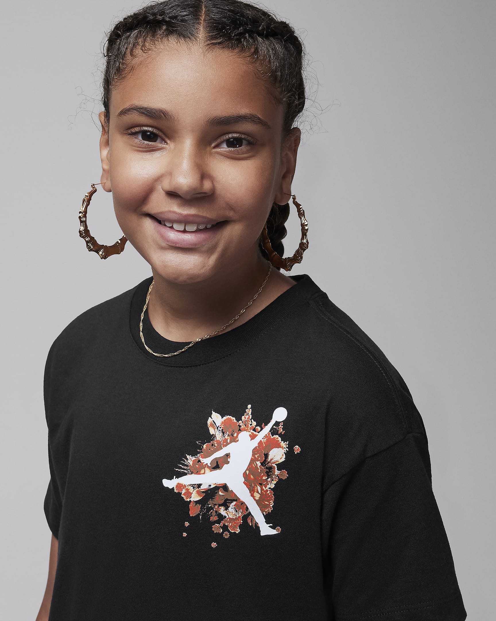 Jordan Older Kids' Floral Jumpman T-Shirt - Black