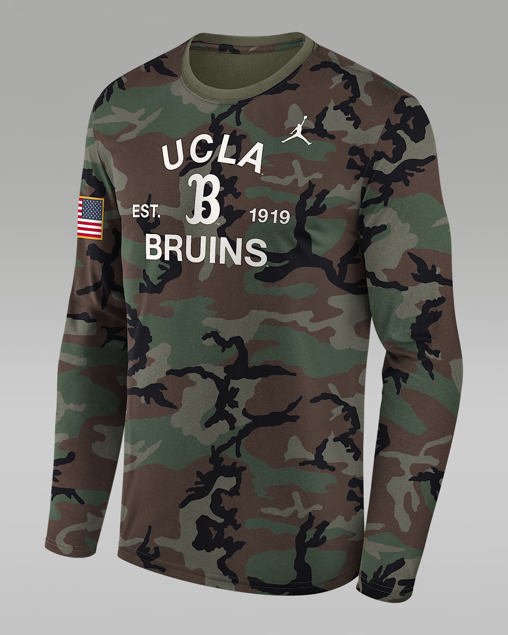 UCLA 2025 Military Appreciation Legend Men's Jordan Brand Dri-FIT College Long-Sleeve T-Shirt - Olive