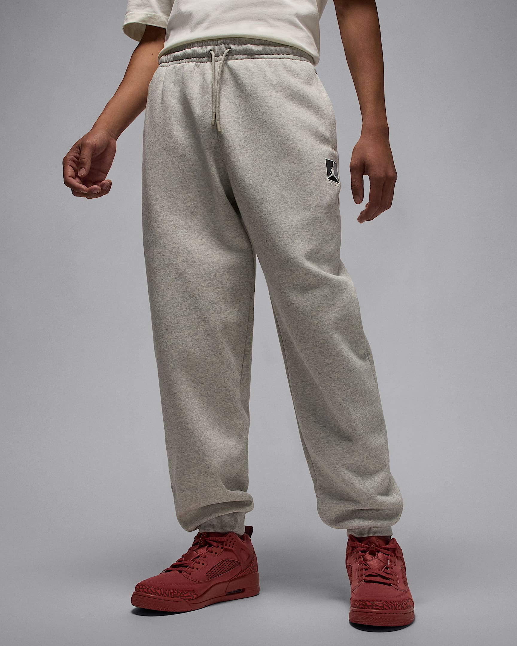 Jordan Brooklyn Fleece Men's Pants - Grey Heather/Pale Grey/White