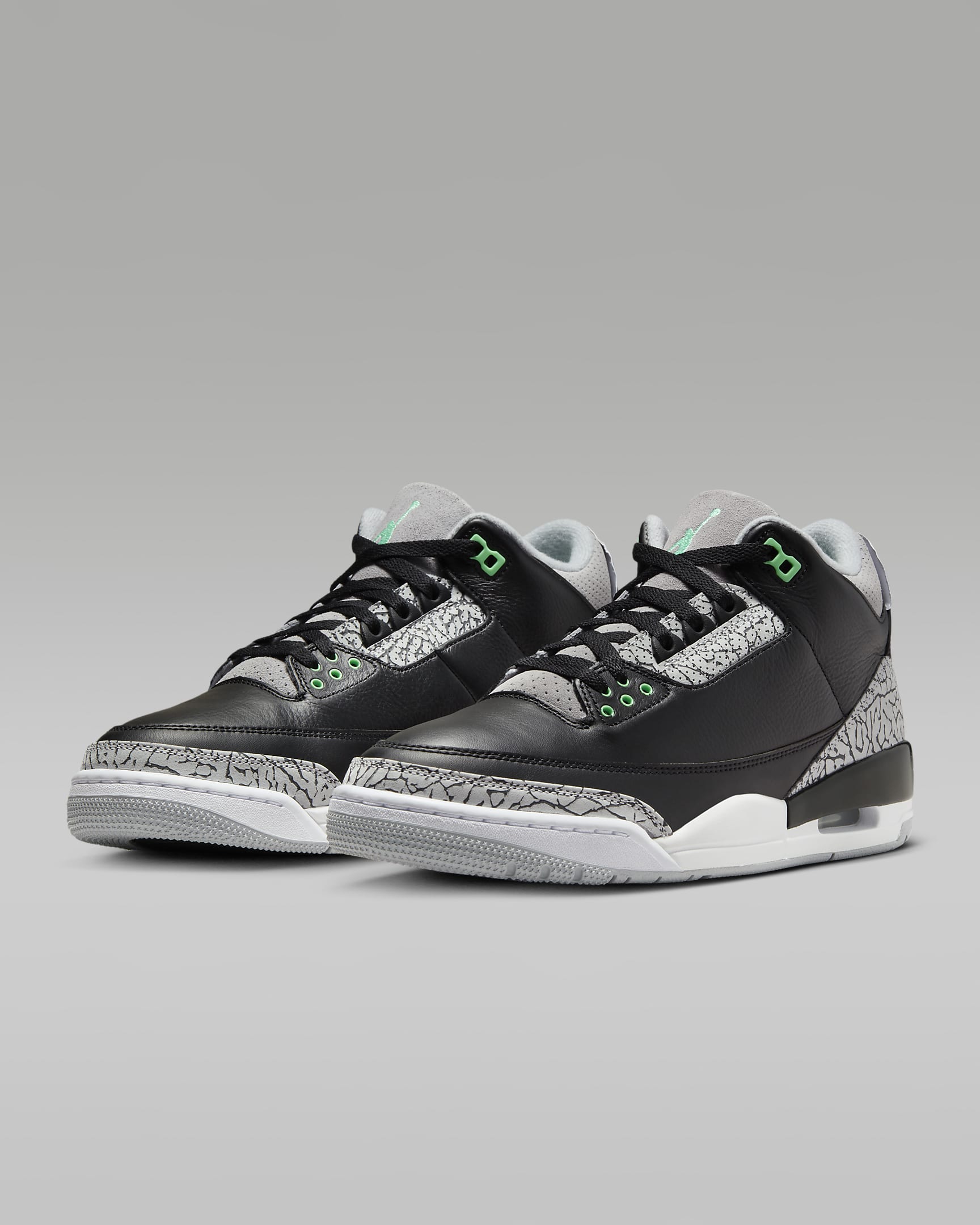 Air Jordan 3 Retro 'Green Glow' Men's Shoes - Black/Wolf Grey/White/Green Glow