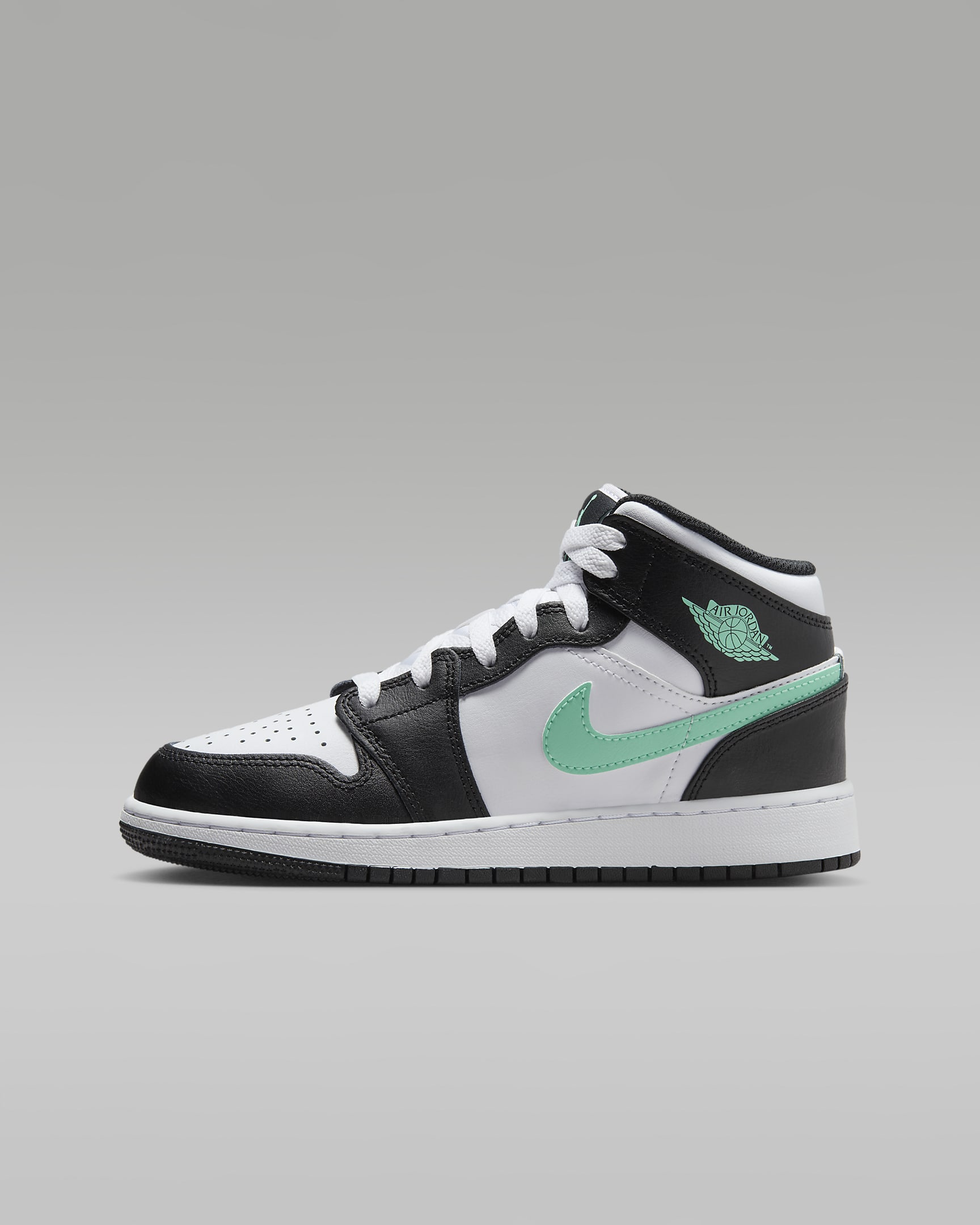 Air Jordan 1 Mid Kinderschoenen - Wit/Zwart/Green Glow