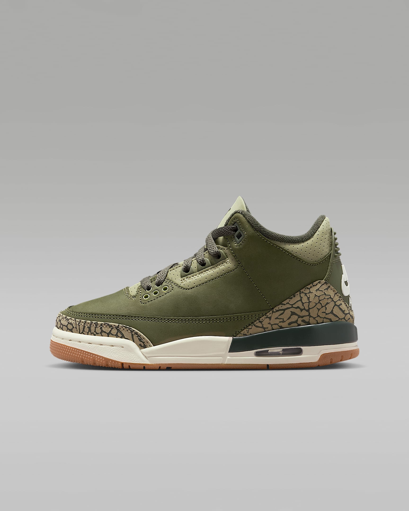Air Jordan 3 Retro Big Kids' Shoes - Medium Olive/Neutral Olive/Sail/Sequoia