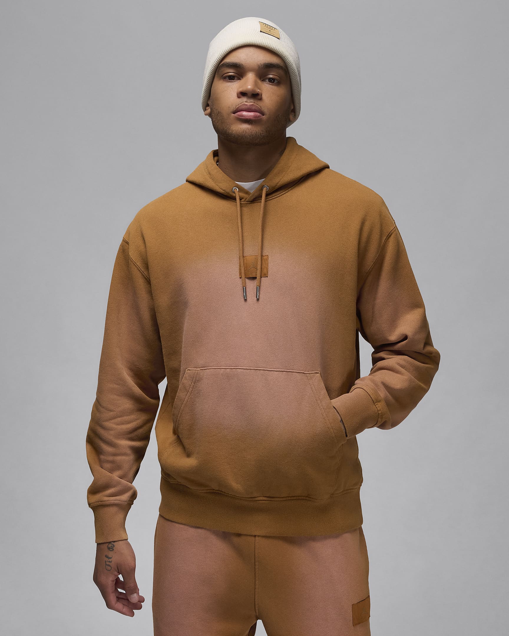 Jordan Flight Fleece Kapüşonlu Erkek Sweatshirt'ü - Desert Bronze