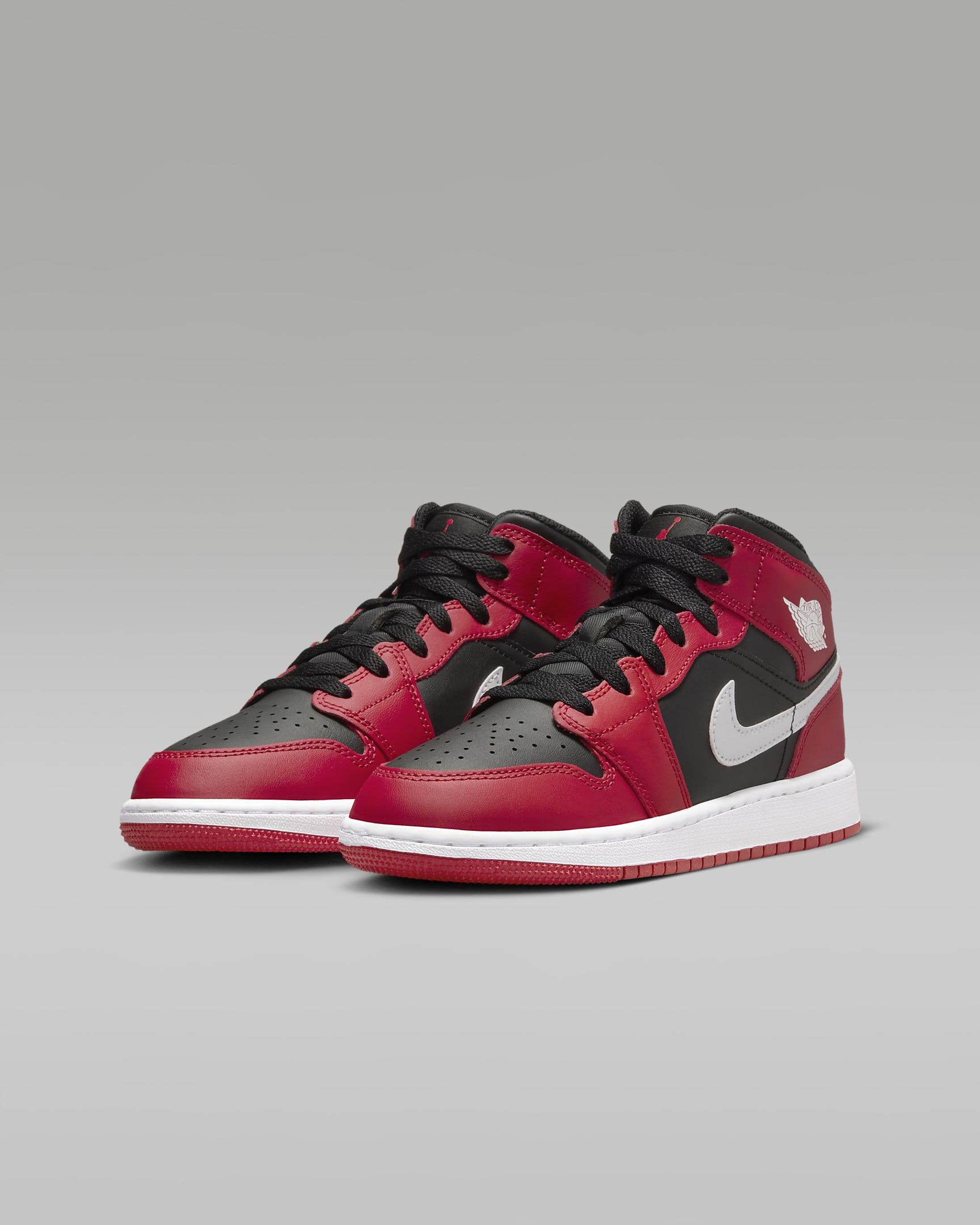 Air Jordan 1 Mid sko til store barn - Svart/Gym Red/Hvit