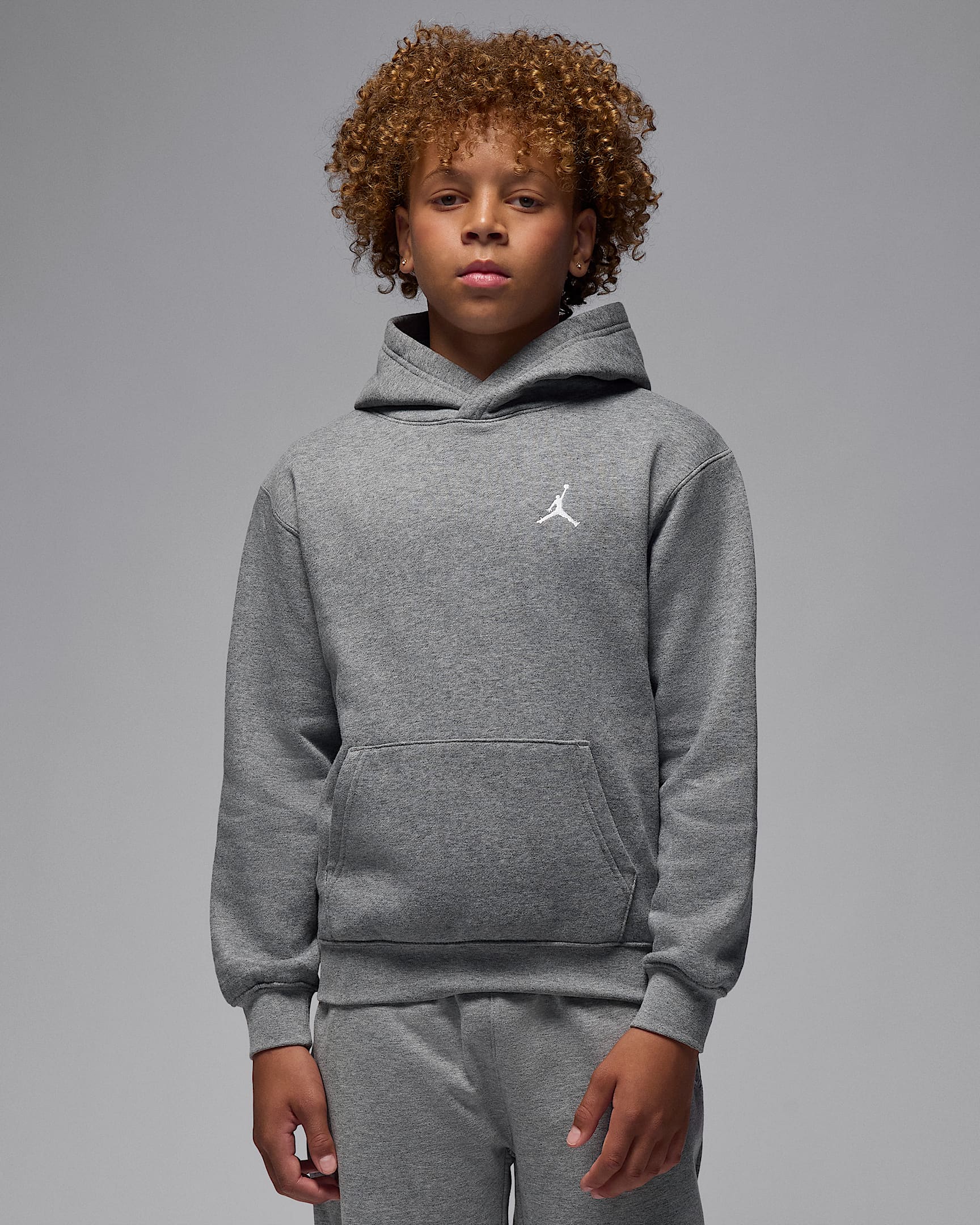 Jordan Brooklyn Fleece Big Kids' Pullover Hoodie - Carbon Heather