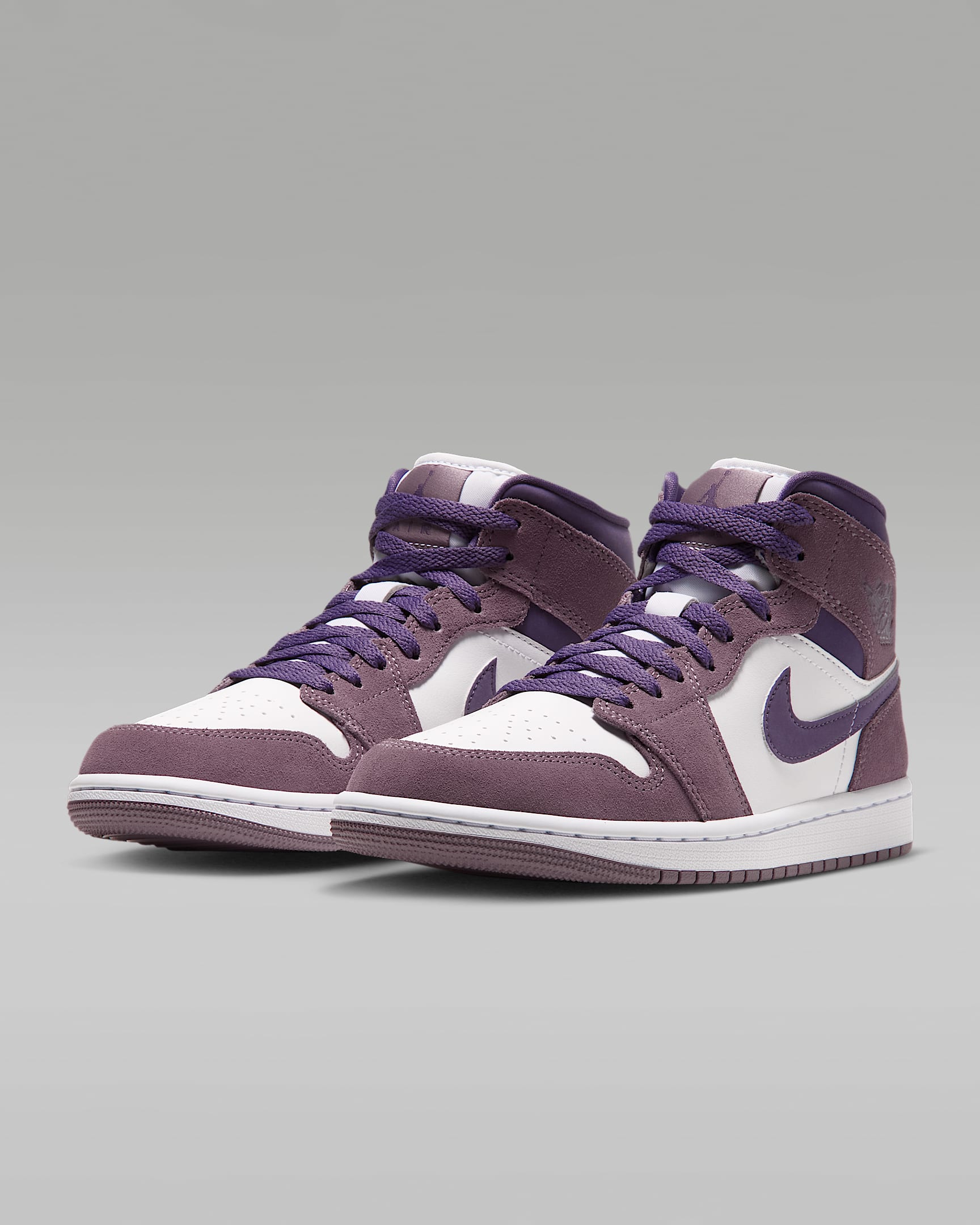 Air Jordan 1 Mid Women's Shoes - Purple Smoke/White/Canyon Purple