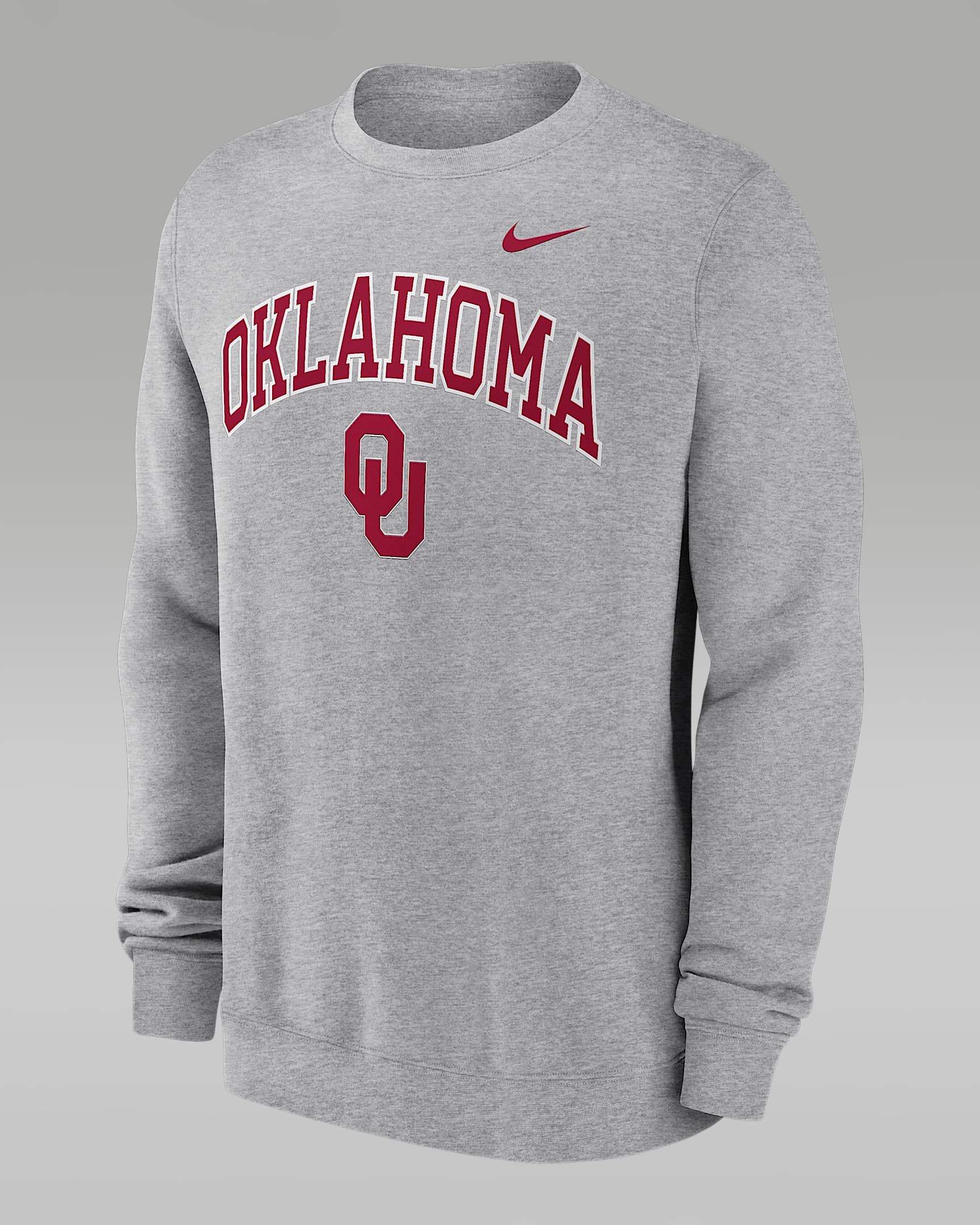 Oklahoma Arch Men's Nike College Pullover Crew - Grey