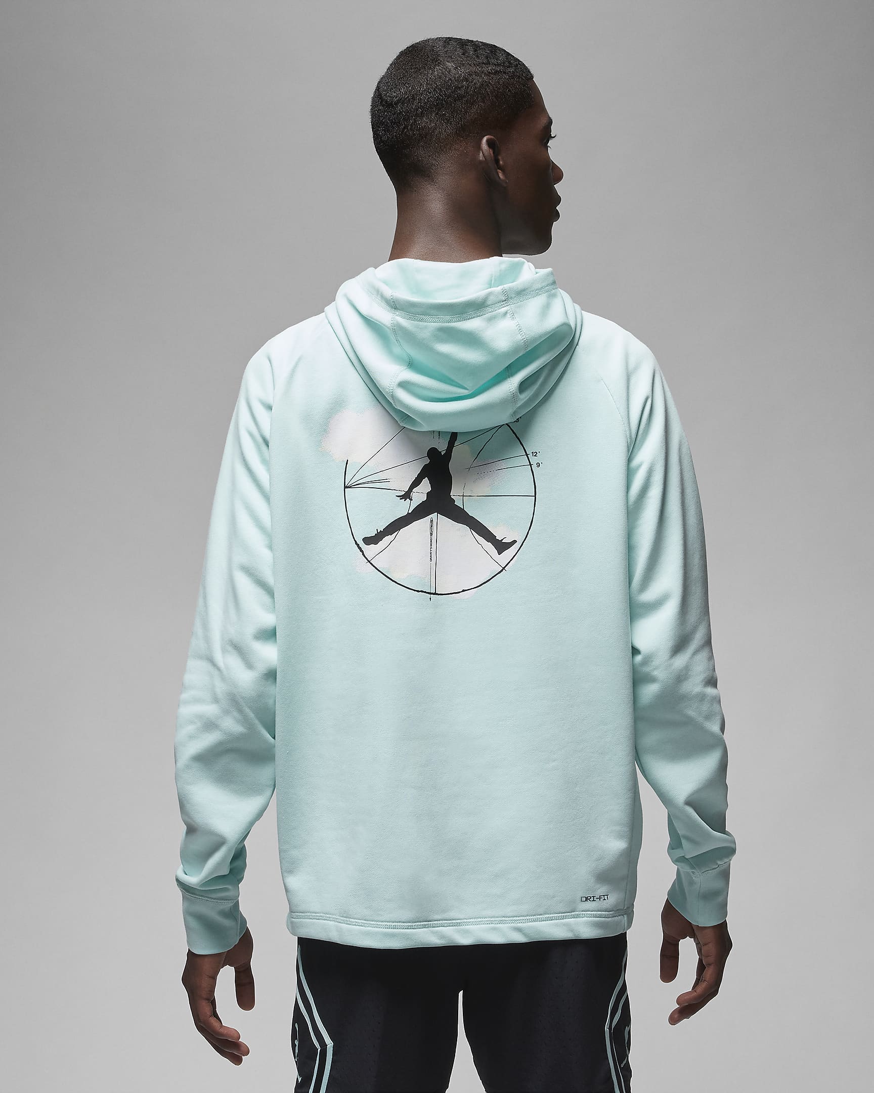 Sweat à capuche en tissu Fleece à motif Jordan Dri-FIT Sport pour homme - Jade Ice/Noir