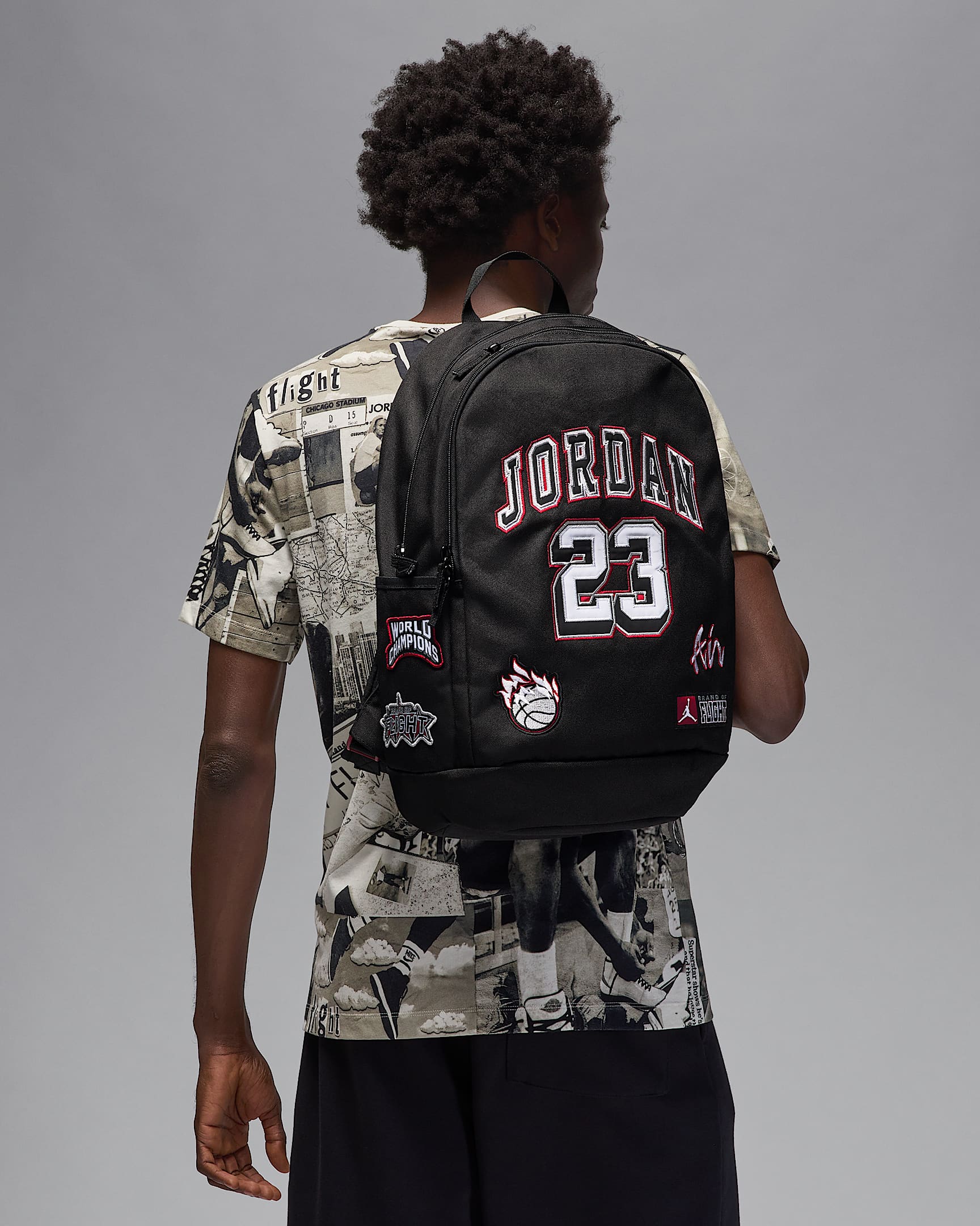 Mochila (27L) para niños talla grande Jordan Patch Backpack - Negro/Rojo gimnasio