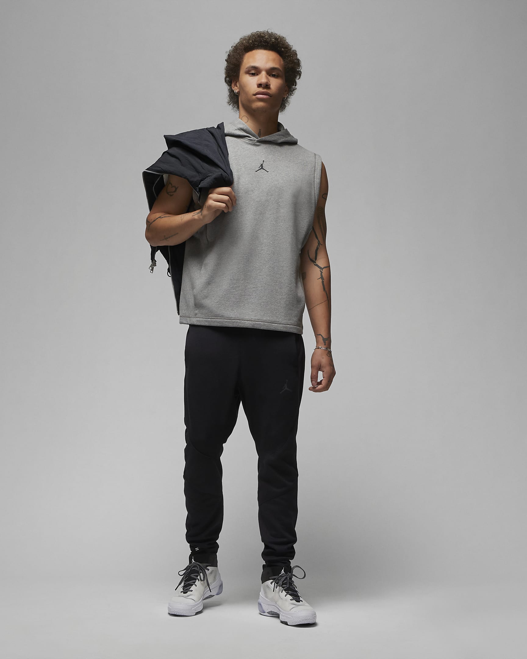 Sweat à Capuche Sans Manches Pour Homme Avec Cordon De Serrage Et Poche, Vert Kaki, Petit