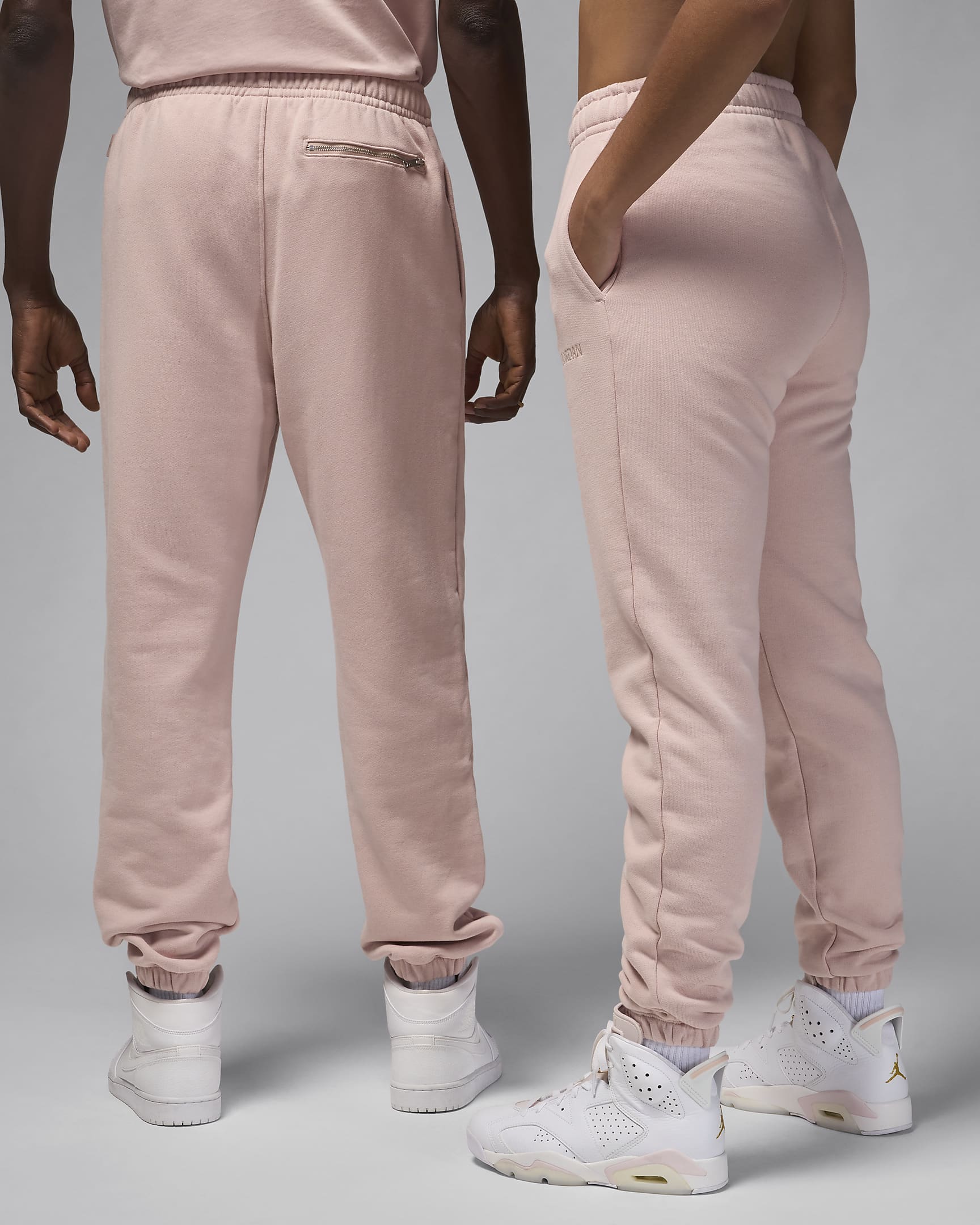 Air Jordan Wordmark Men's Fleece Trousers - Pink Oxford