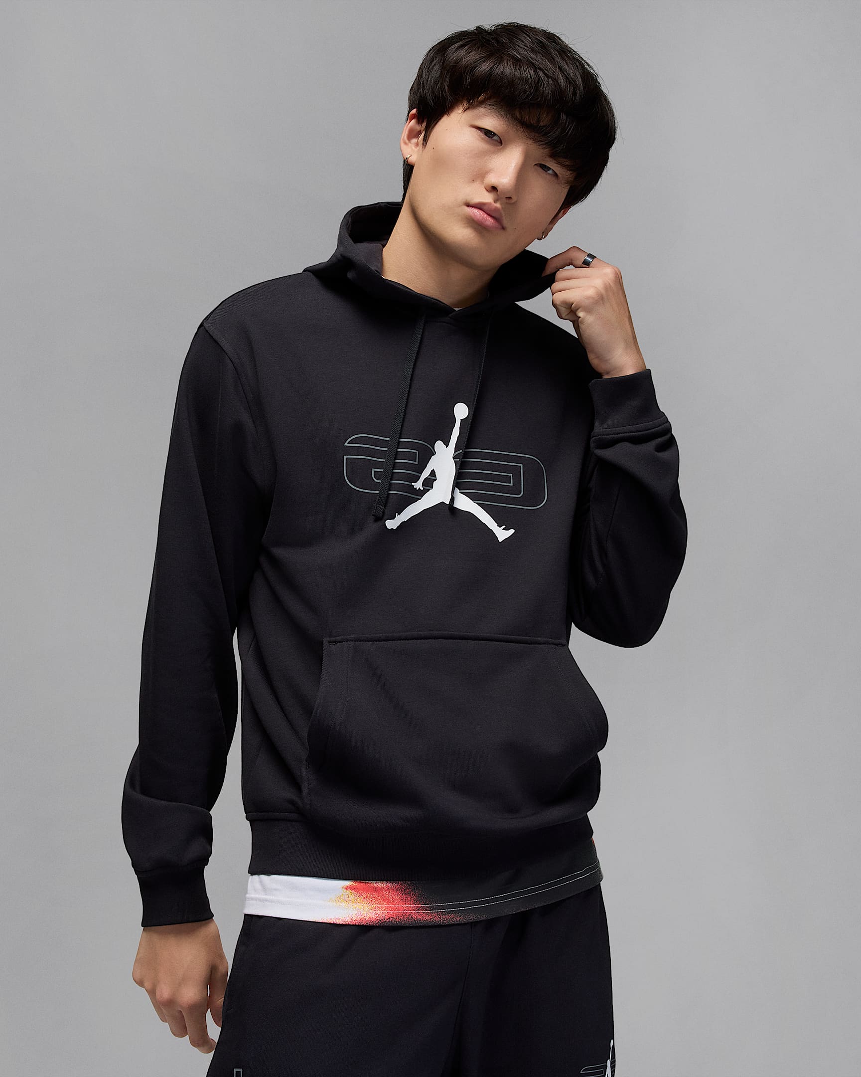 Sudadera con gorro sin cierre de tejido Fleece para hombre Jordan Sport Crossover - Negro/Gris humo/Blanco
