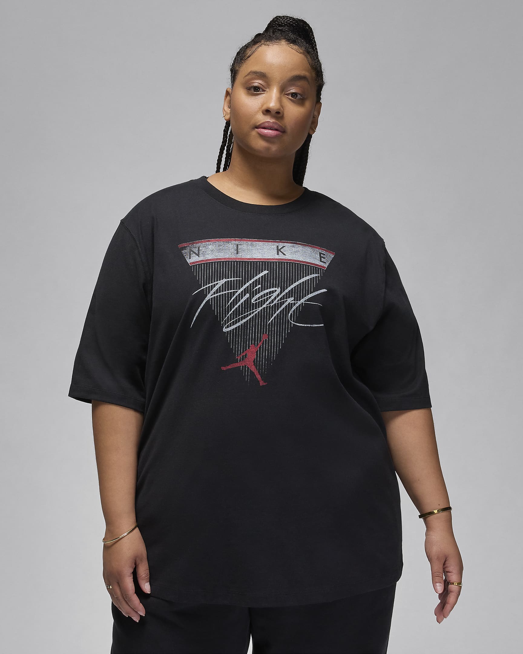 Jordan Flight Heritage Women's Graphic T-Shirt (Plus Size) - Black/Gym Red