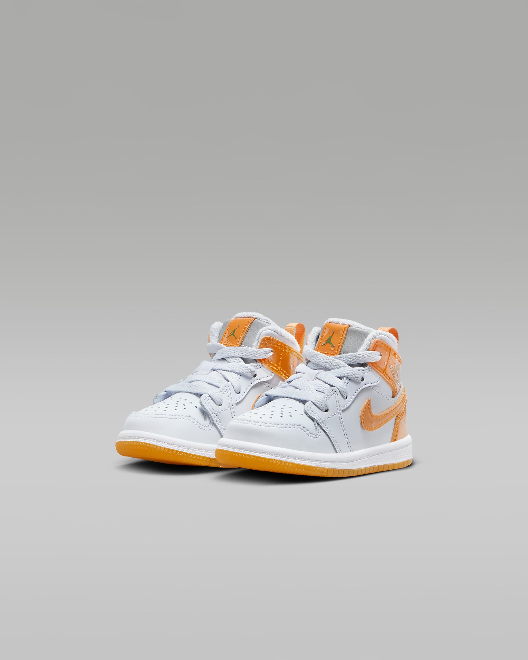 Calzado para bebé e infantil Jordan 1 Mid SE - Gris fútbol/Verde pino/Blanco/Piel de naranja