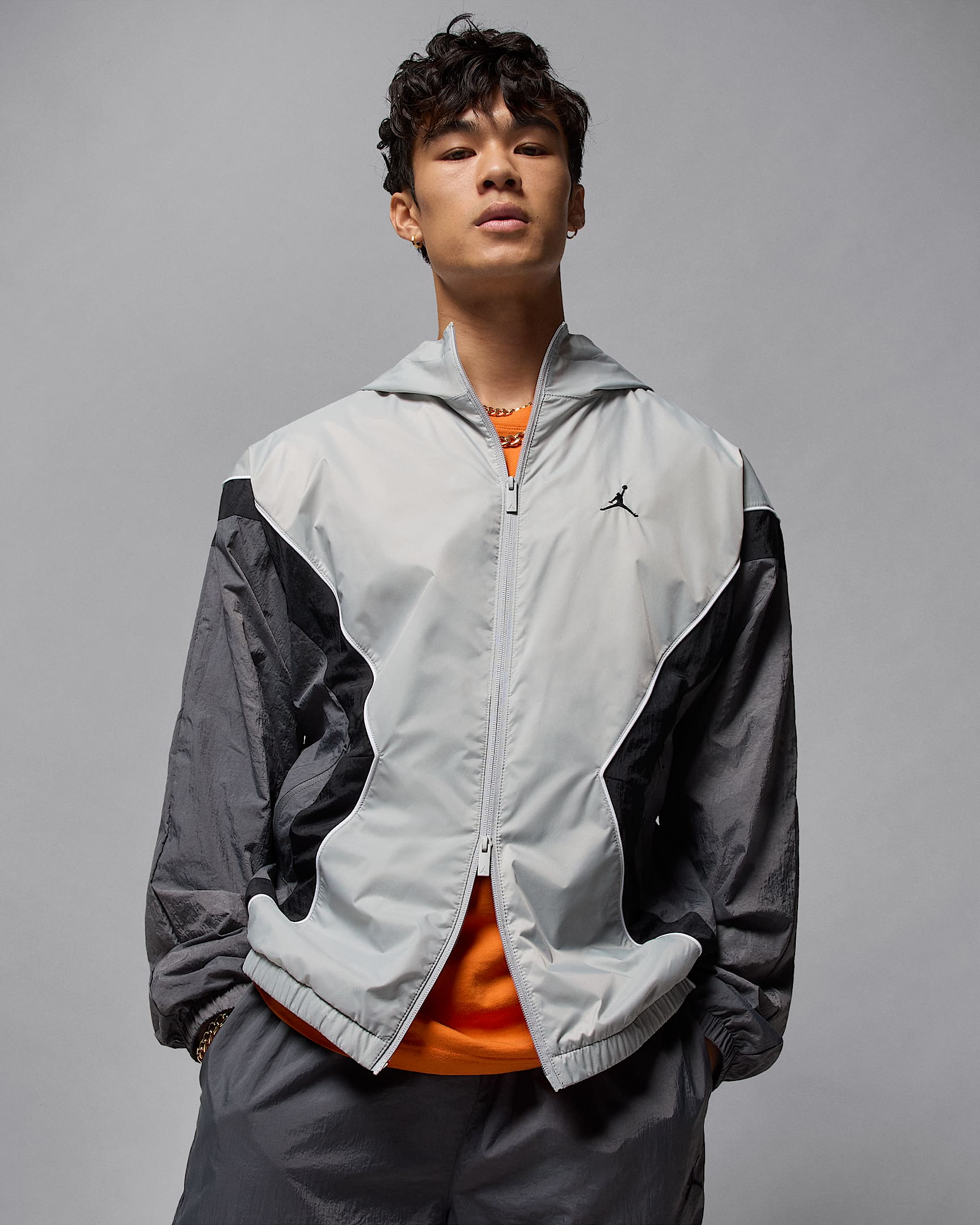 Jordan Brooklyn Men's Hooded Draft Jacket - Light Smoke Grey/Iron Grey/White/Black