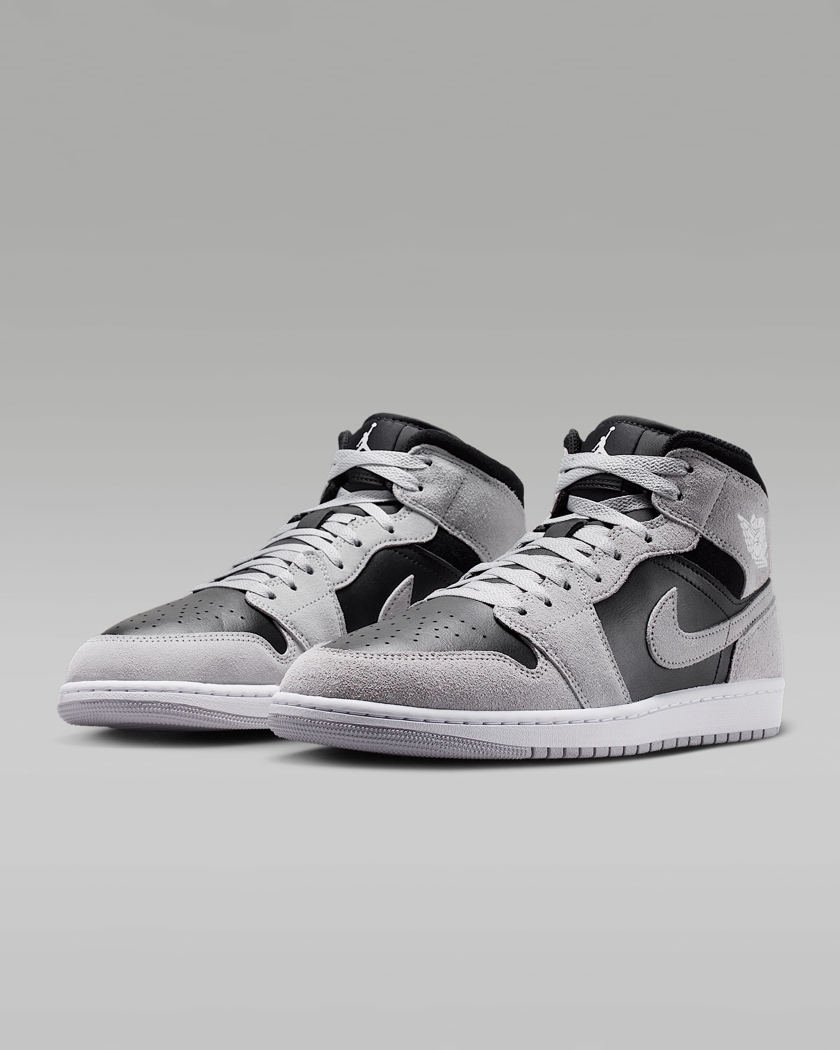 Air Jordan 1 Mid Men's Shoes - Light Smoke Grey/Black/White