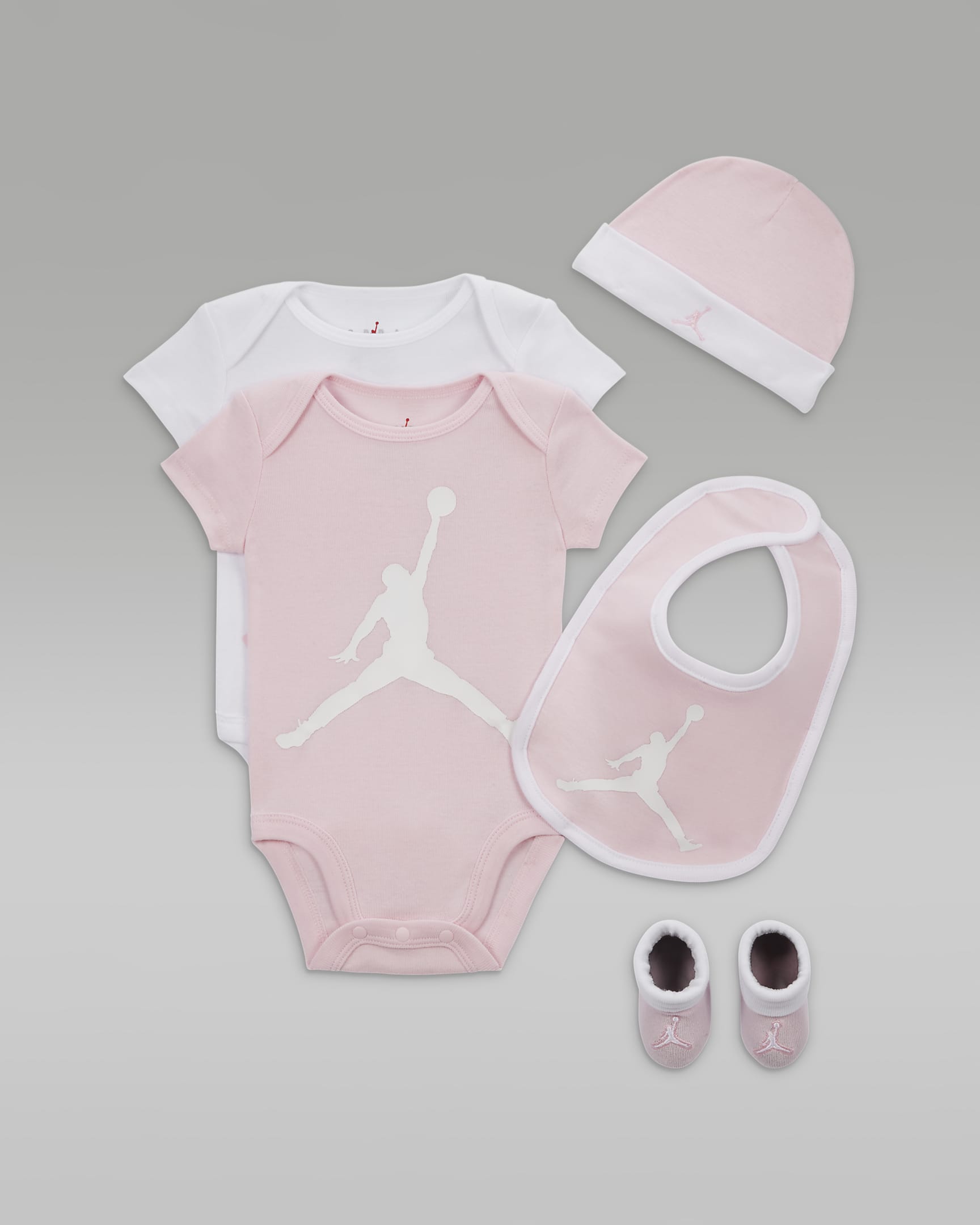 Femdelat gåvoset Jordan Core med body för baby - Pink Foam