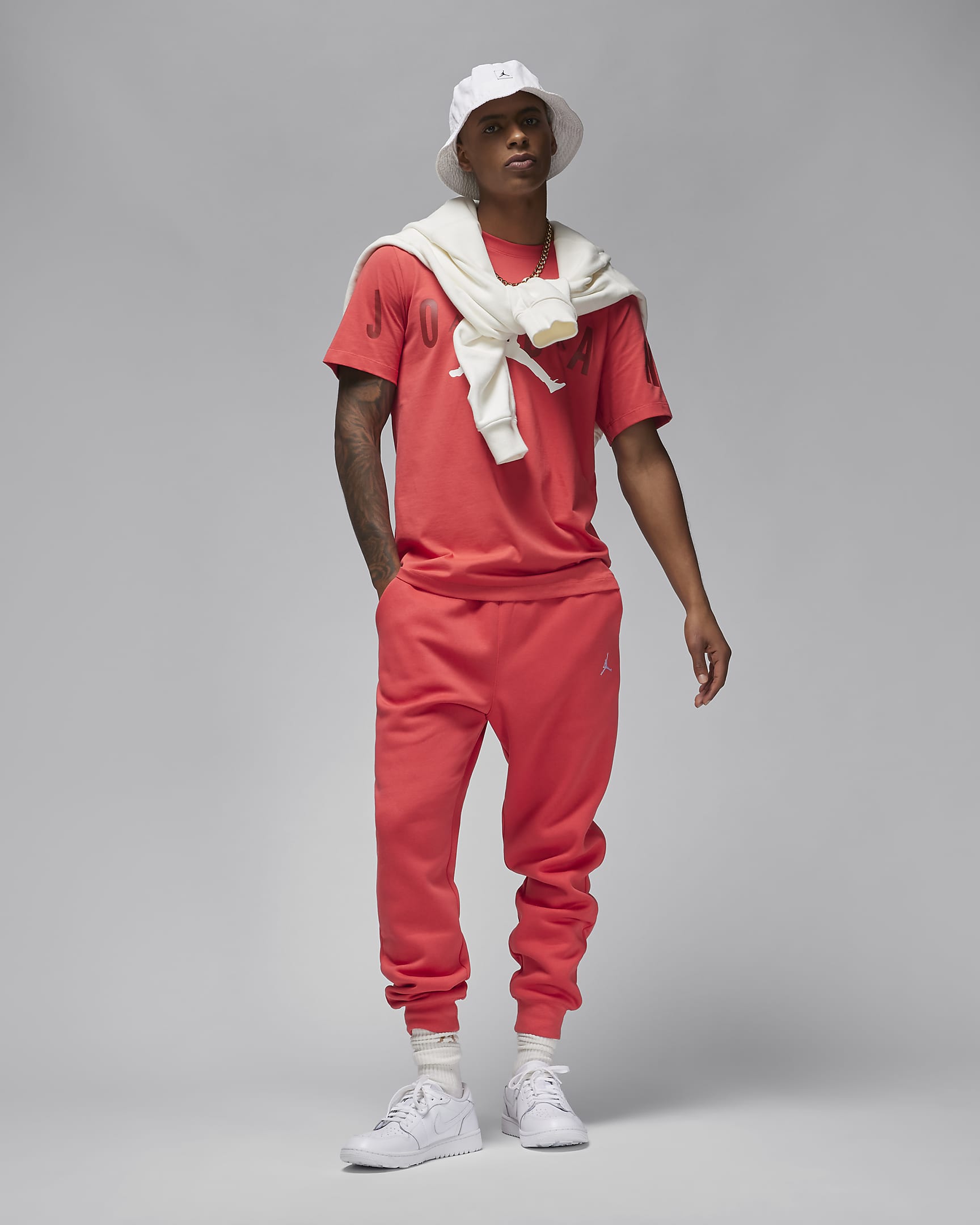 Jordan Brooklyn Fleece Men's Tracksuit Bottoms - Lobster/White