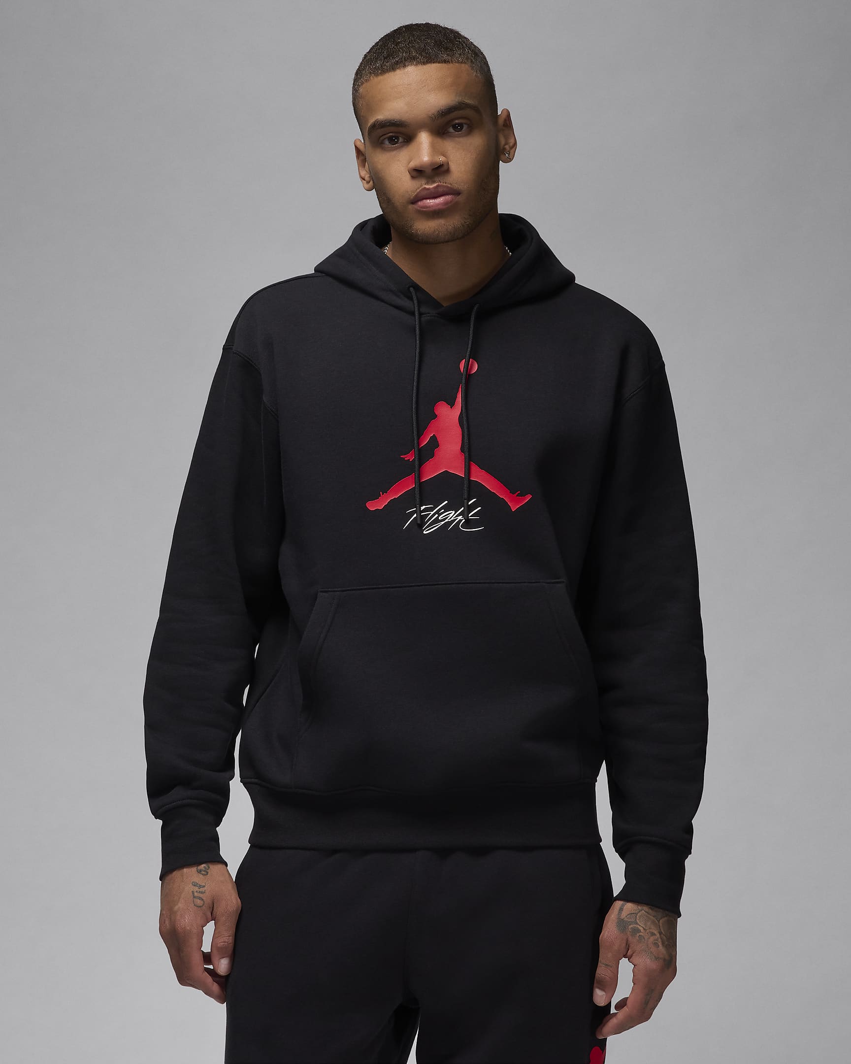 Jordan Essentials Men's Fleece Hoodie - Black/Gym Red/Gym Red