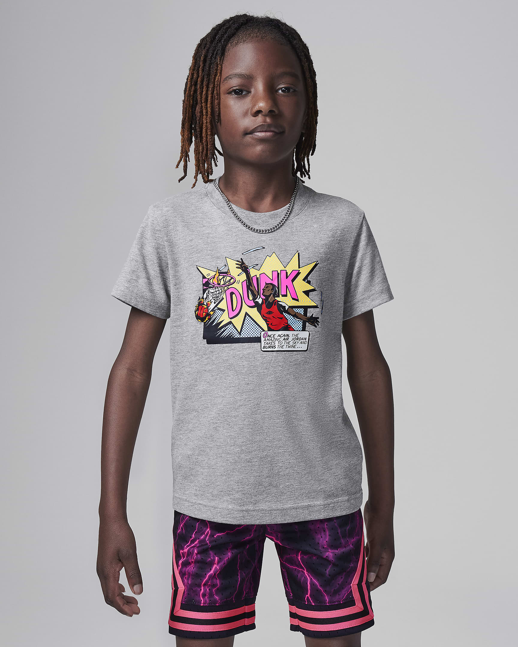 Air Jordan Little Kids' Dunk Comics T-Shirt - Carbon Heather