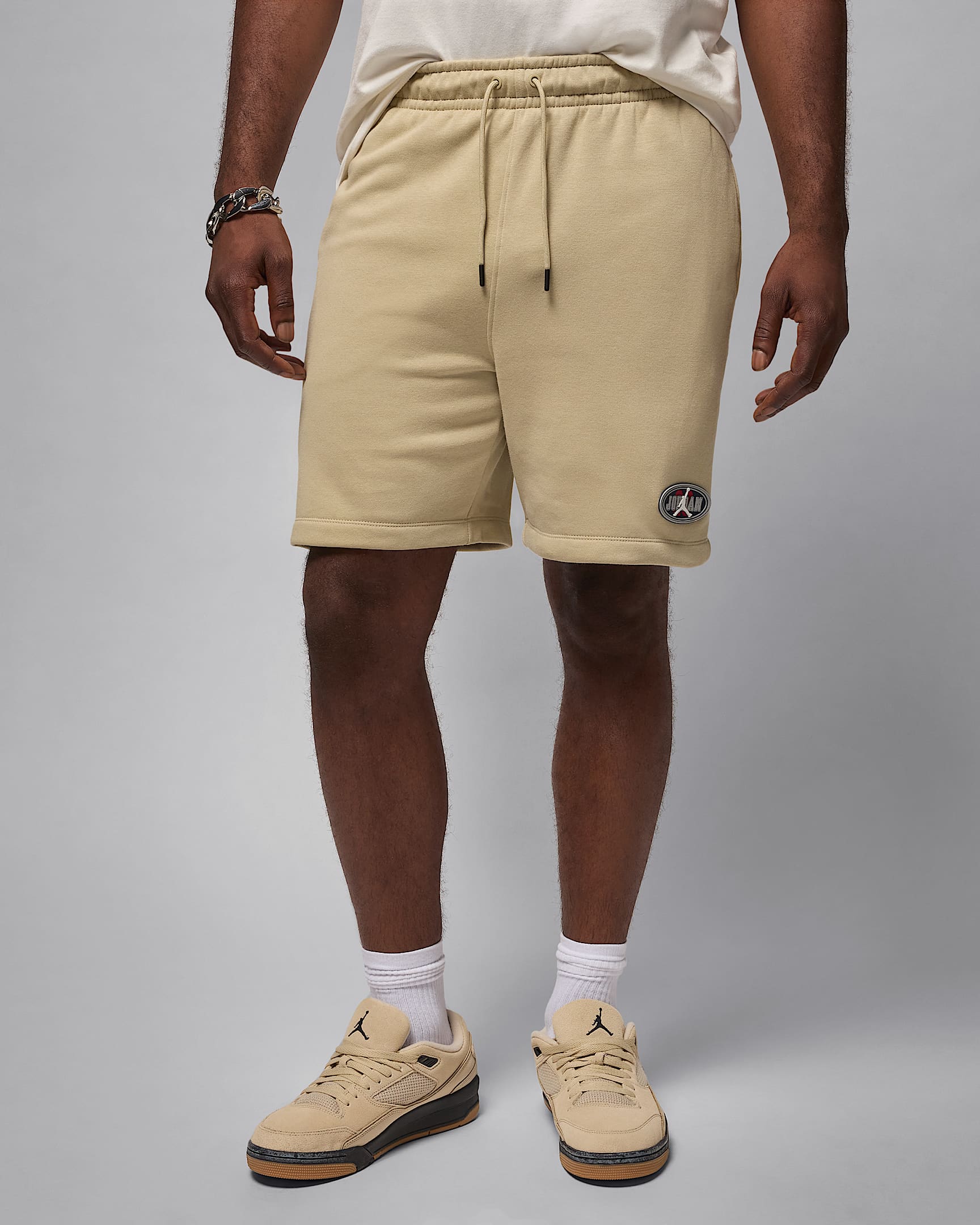 Jordan Brooklyn Fleece Men's Shorts - Desert Khaki/Light Smoke Grey