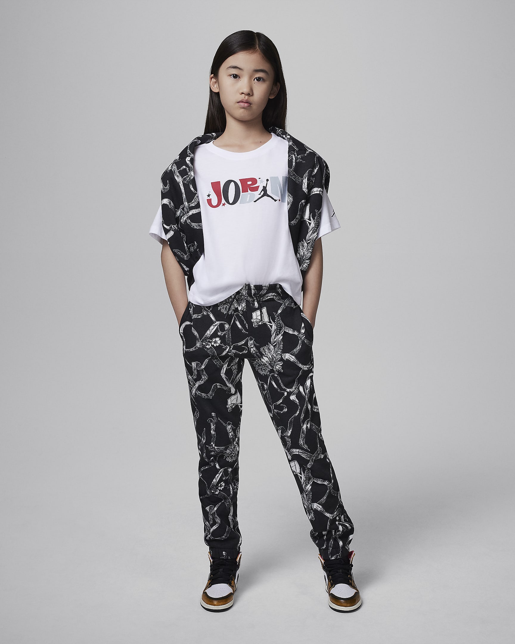 Jordan Brooklyn fleecebroek met print voor kids - Off Noir