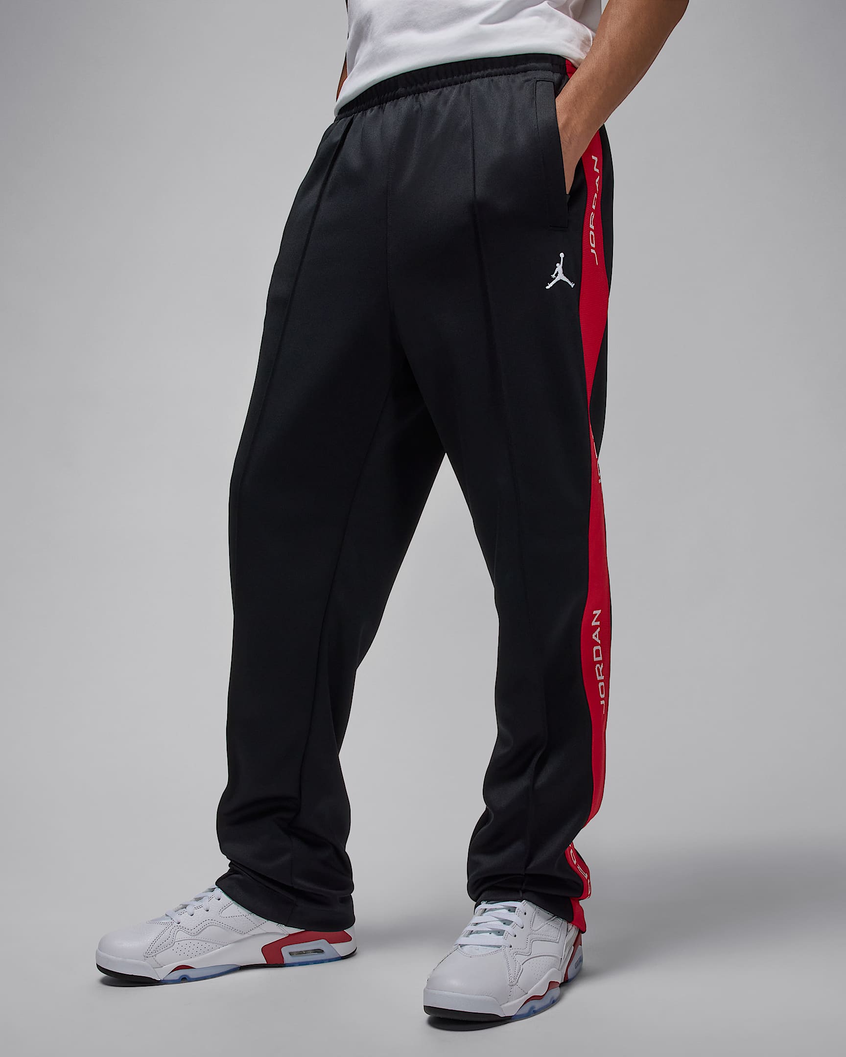 Jordan Essentials Men's Tracksuit Bottoms - Black/Gym Red/White