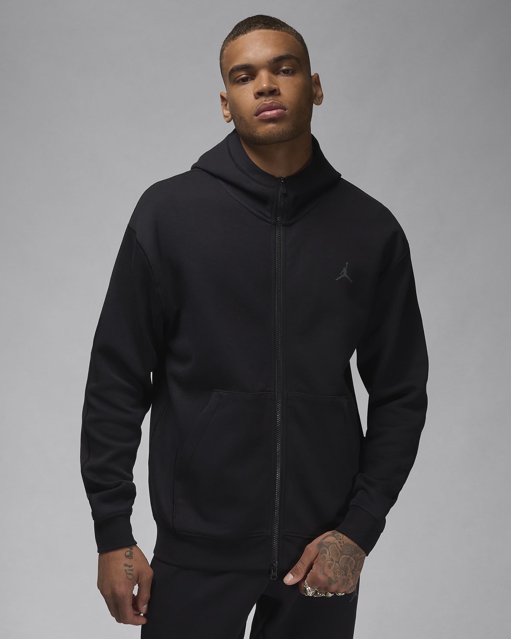 Jordan Sport Hoop Fleece Men's Dri-FIT Full-Zip Hoodie - Black/Dark Shadow