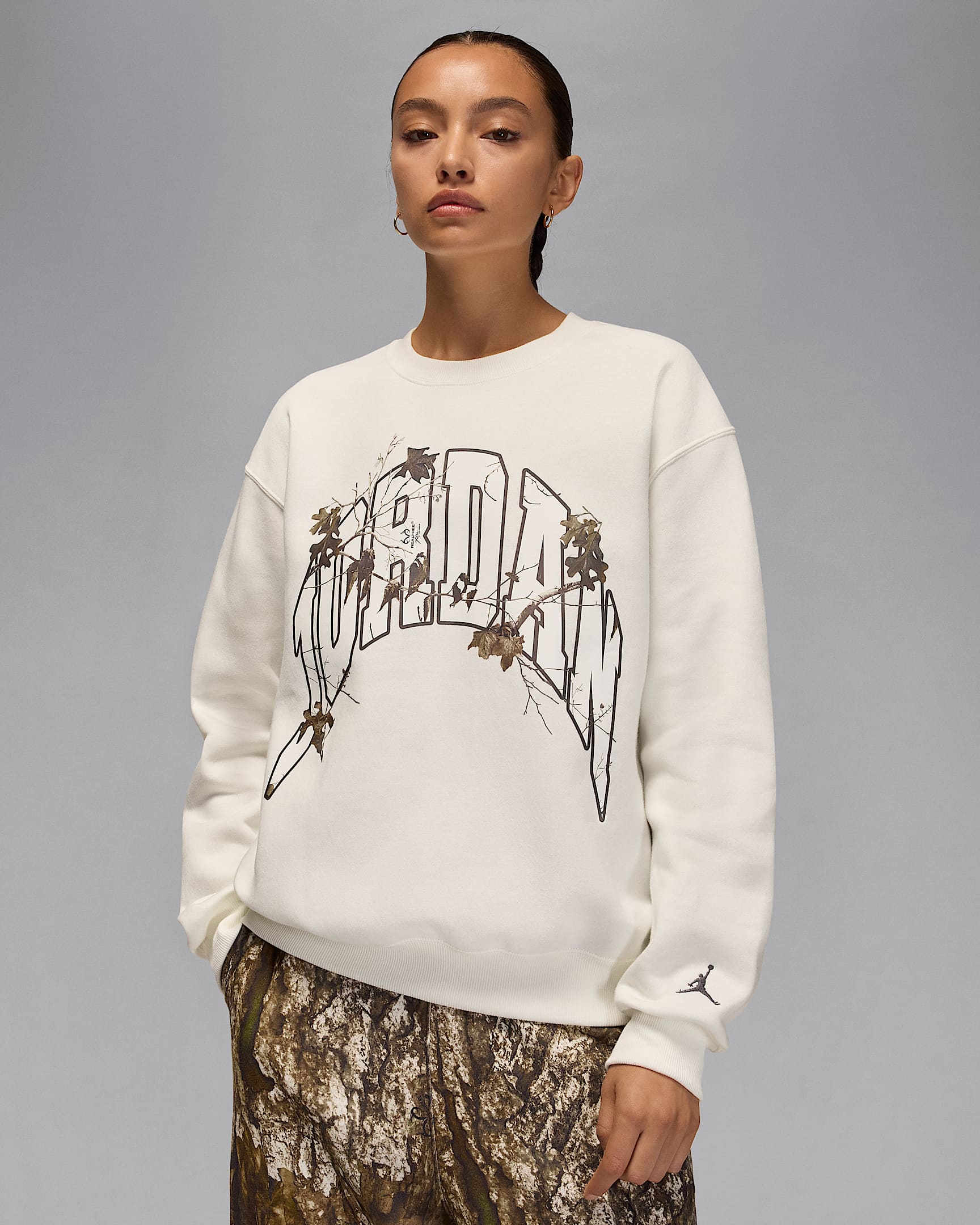 Dámská mikina Jordan Brooklyn Fleece Realtree s kulatým výstřihem - Sail/Iron Grey