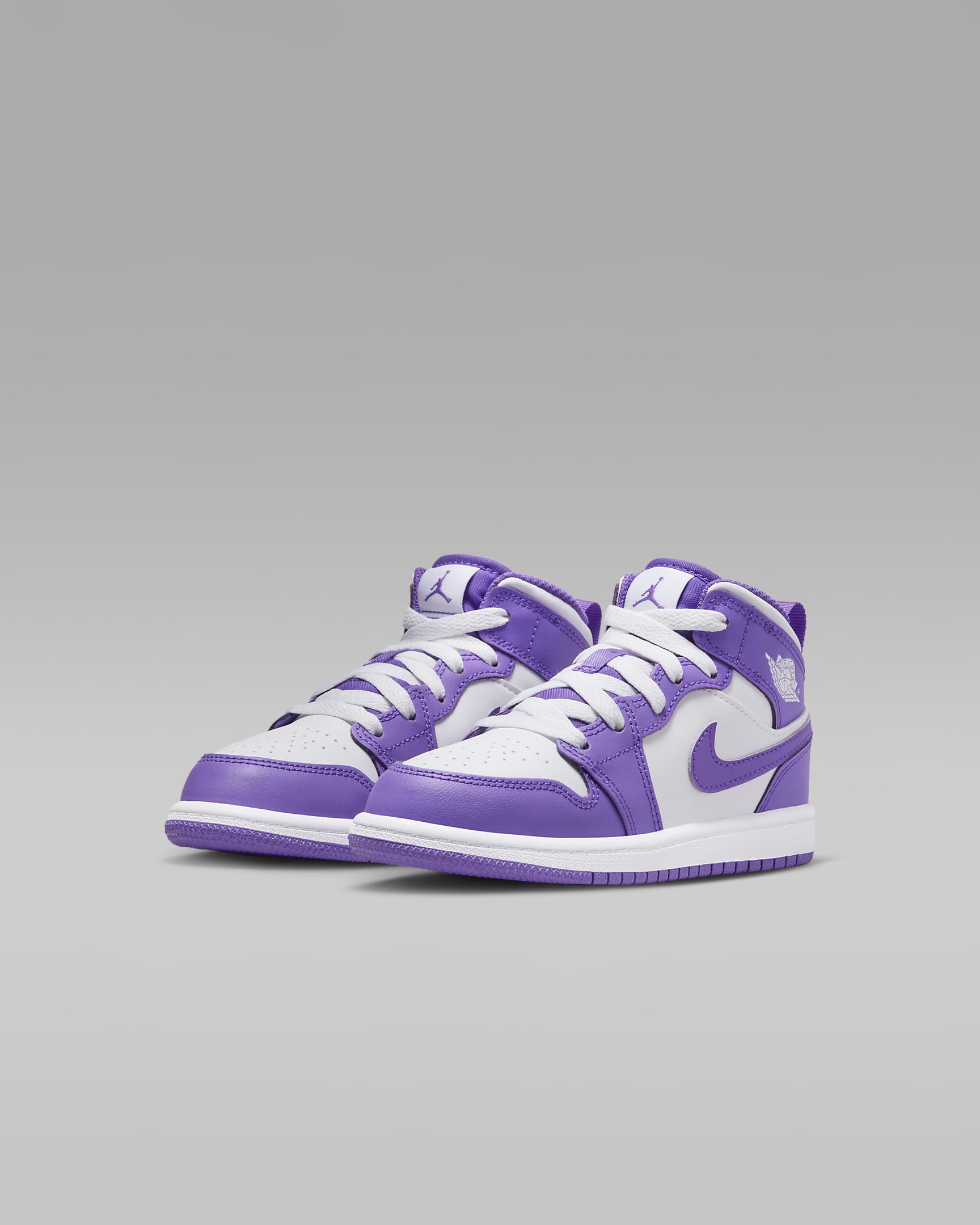 Jordan 1 Mid Schuh für jüngere Kinder - Purple Venom/Weiß