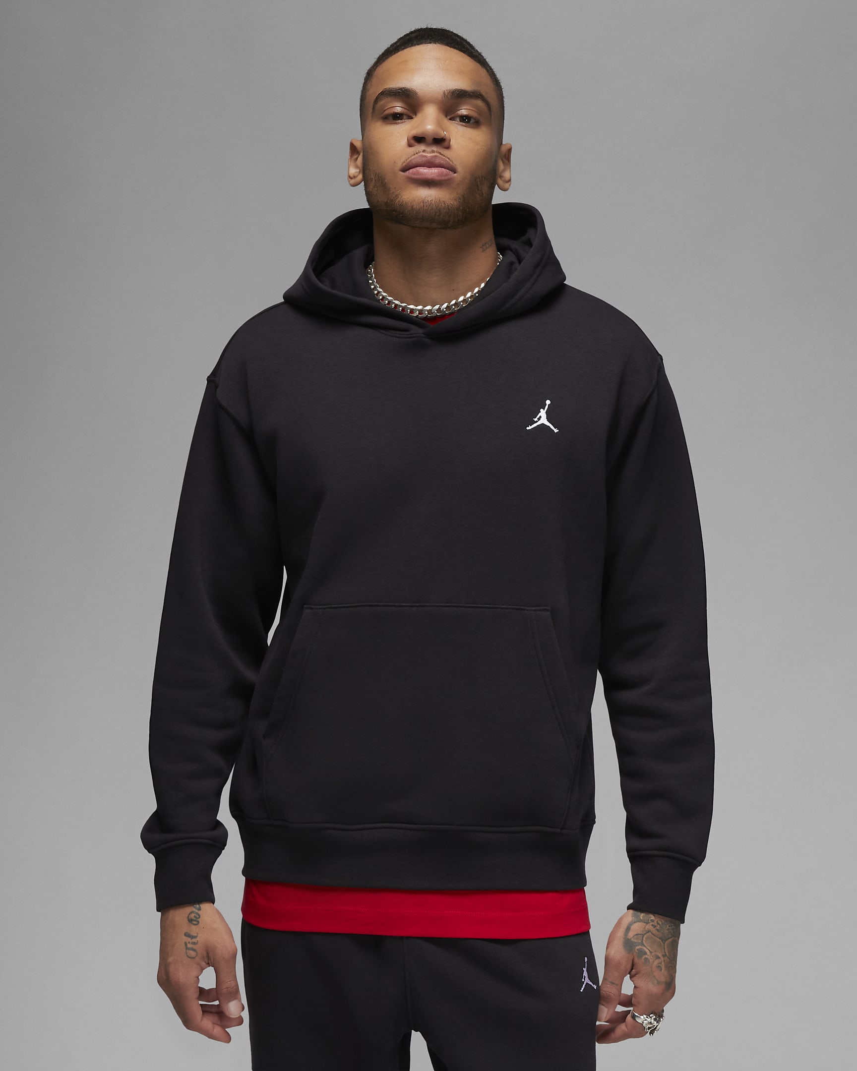 Jordan Brooklyn Fleece Men's Printed Pullover Hoodie - Black/White