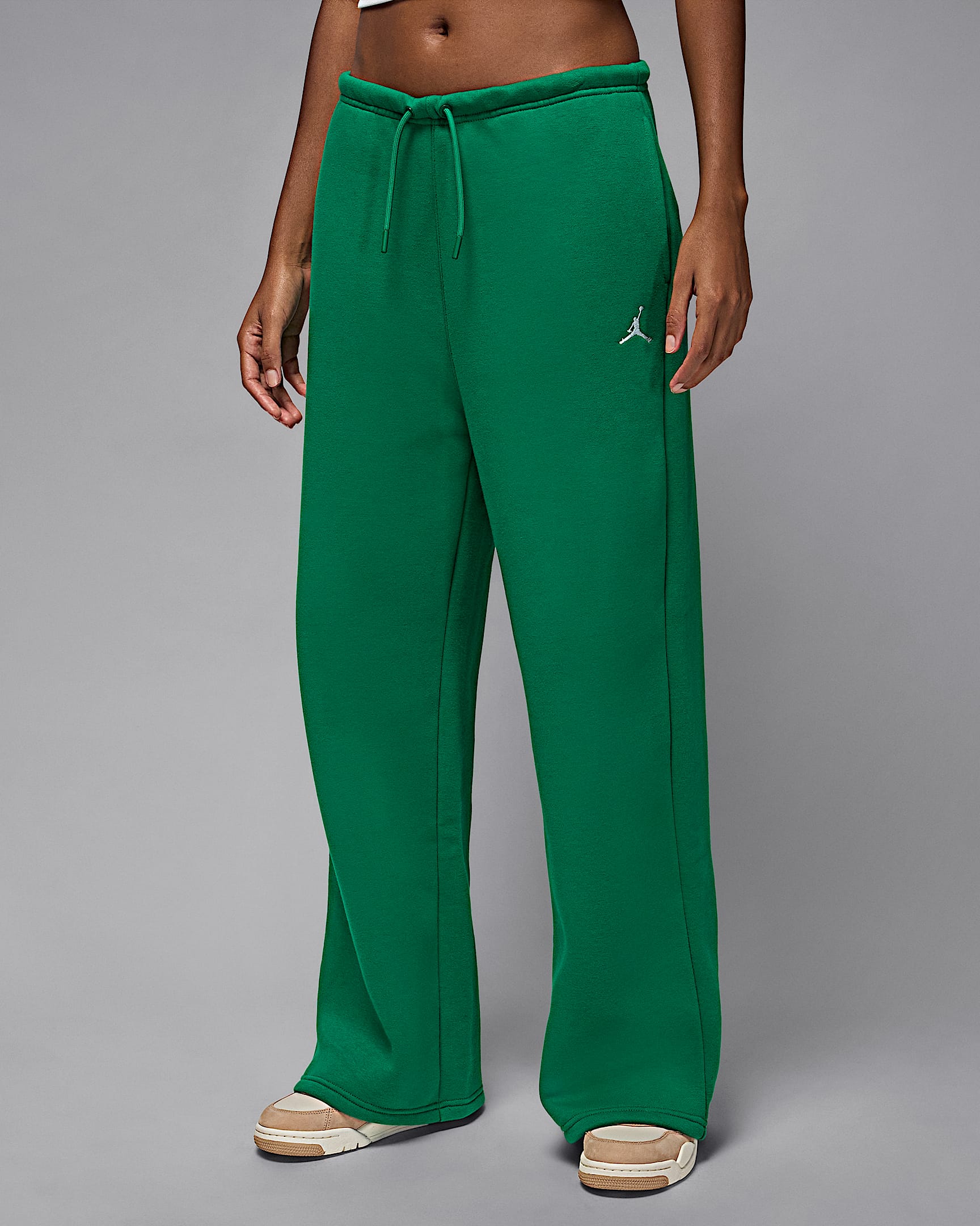 Jordan Brooklyn Fleece Pantalons amb vora oberta - Dona - Malachite/Blanc