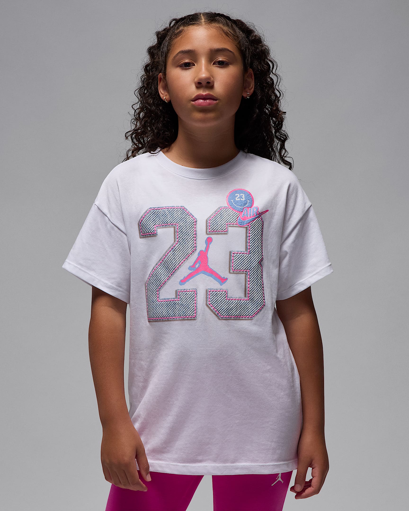 Jordan Blue Jeans and Bling Big Kids' T-Shirt - White
