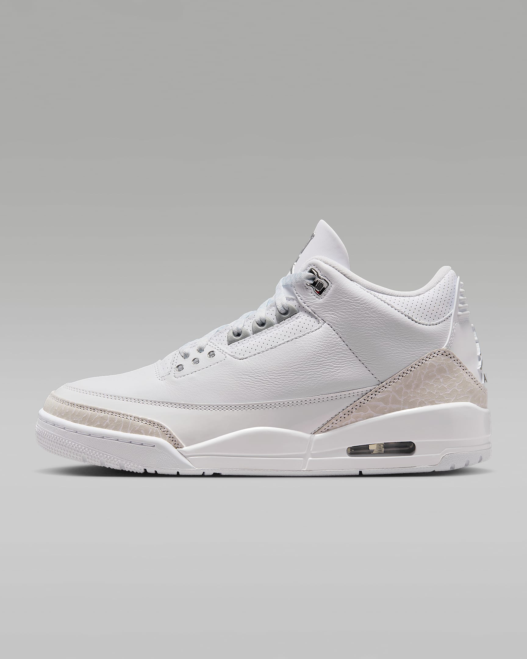 Air Jordan 3 Retro Men's Shoes - White/White/Metallic Silver