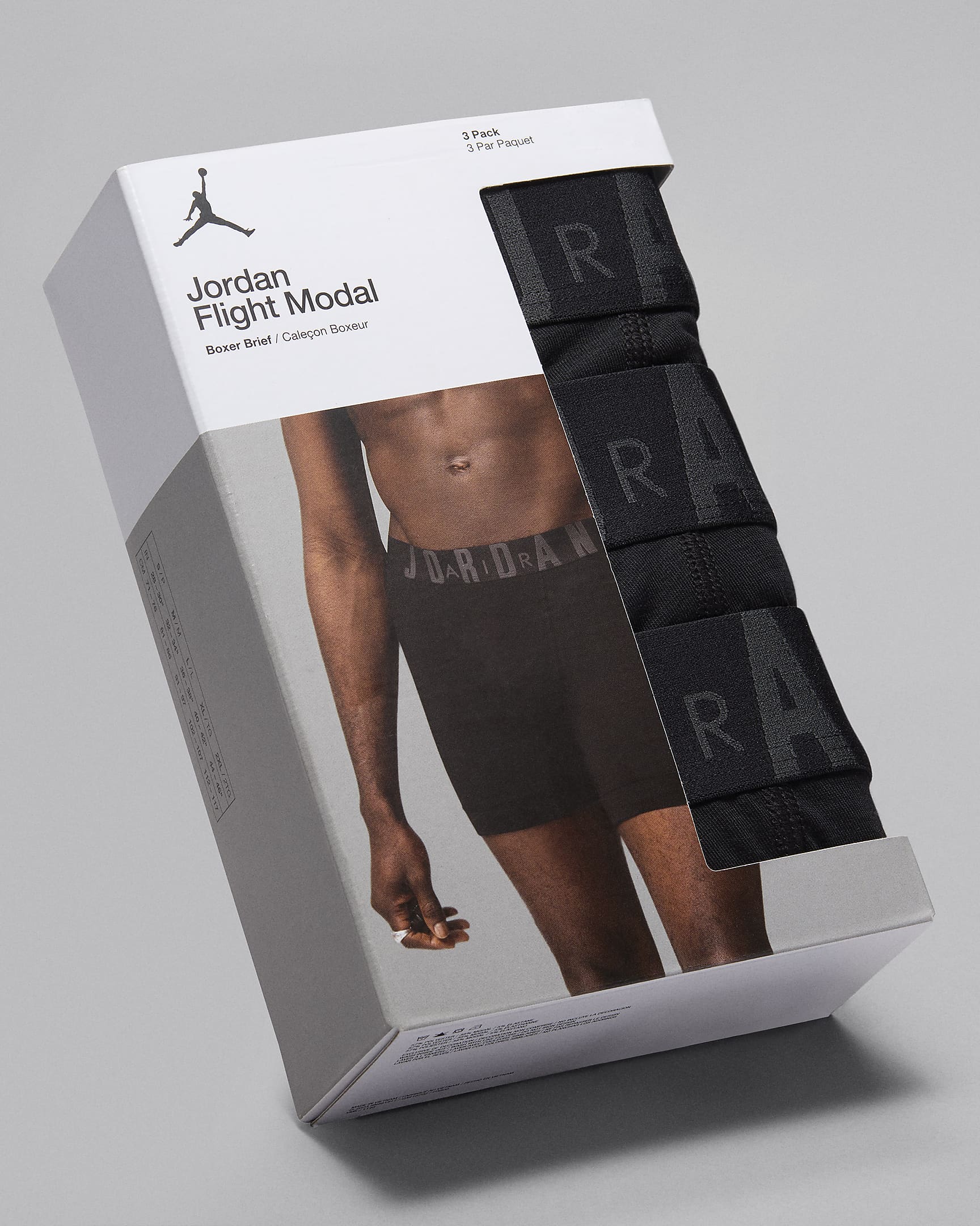 Boxer Jordan Flight Modal pour homme (lot de 3) - Noir