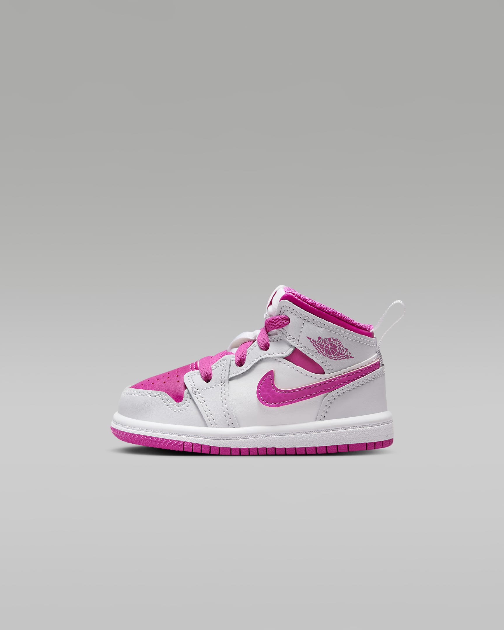 Jordan 1 Mid Schuh für Babys und Kleinkinder - Iris Whisper/Weiß/Fire Pink