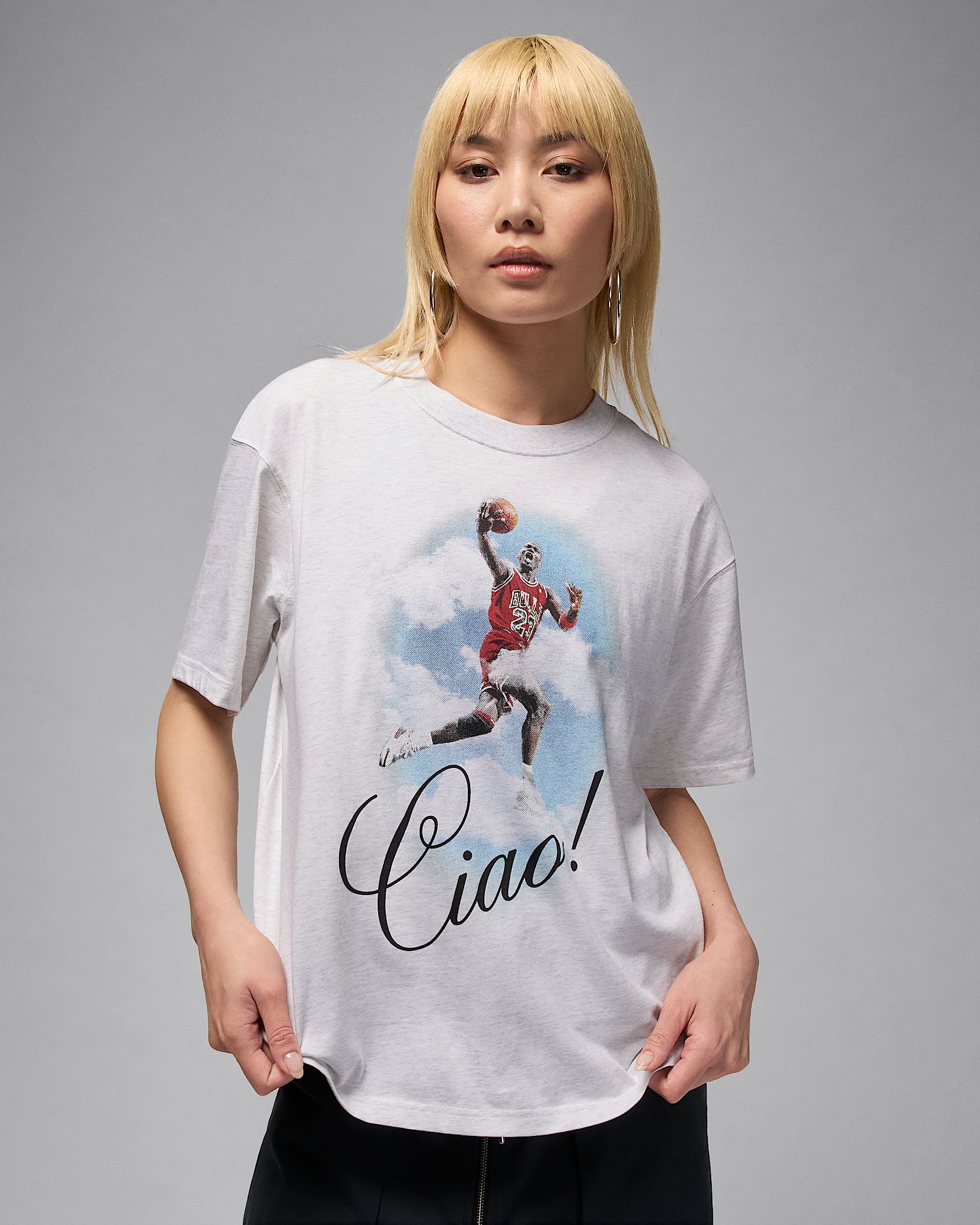 Jordan Flight Camiseta con estampado - Mujer - Birch Heather/Negro