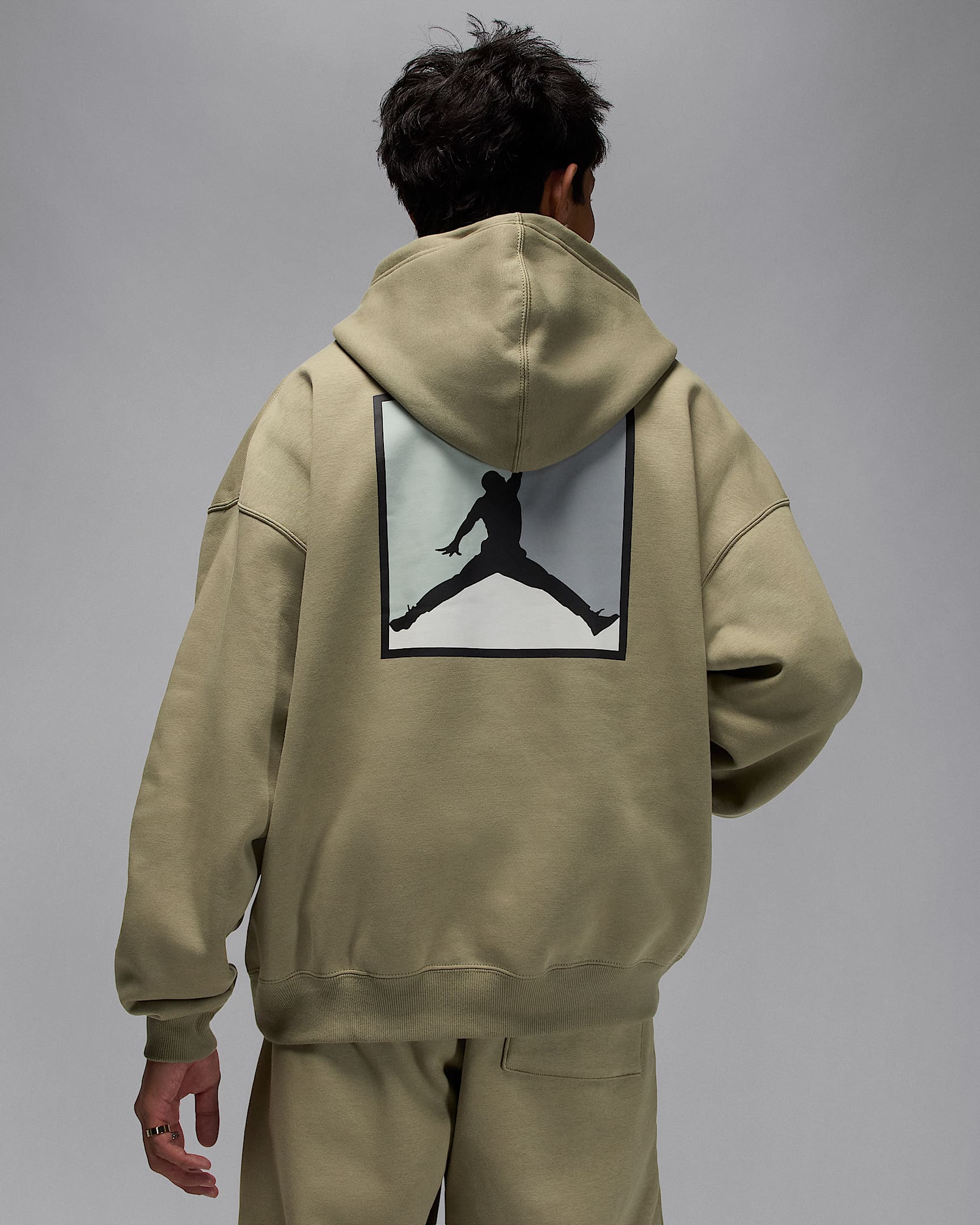 Jordan Brooklyn Fleece-Hoodie mit Grafik (Herren) - Medium Khaki/Schwarz