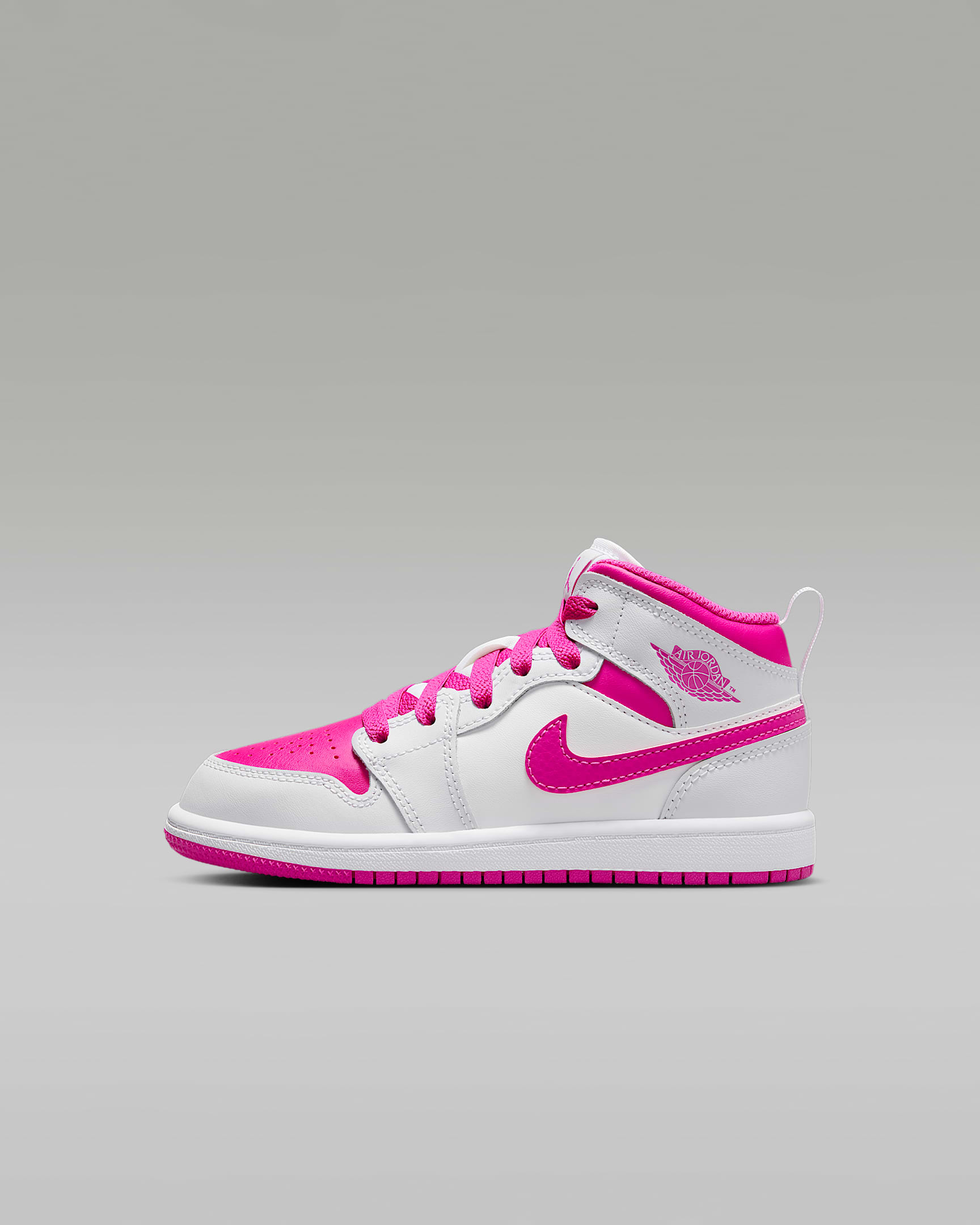Jordan 1 Mid Younger Kids' Shoes - Iris Whisper/White/Fire Pink