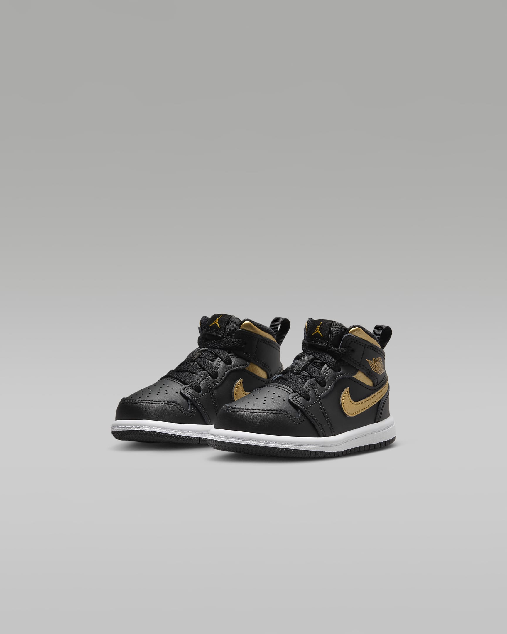 Calzado para bebé e infantil Jordan 1 Mid - Negro/Blanco/Oro metalizado